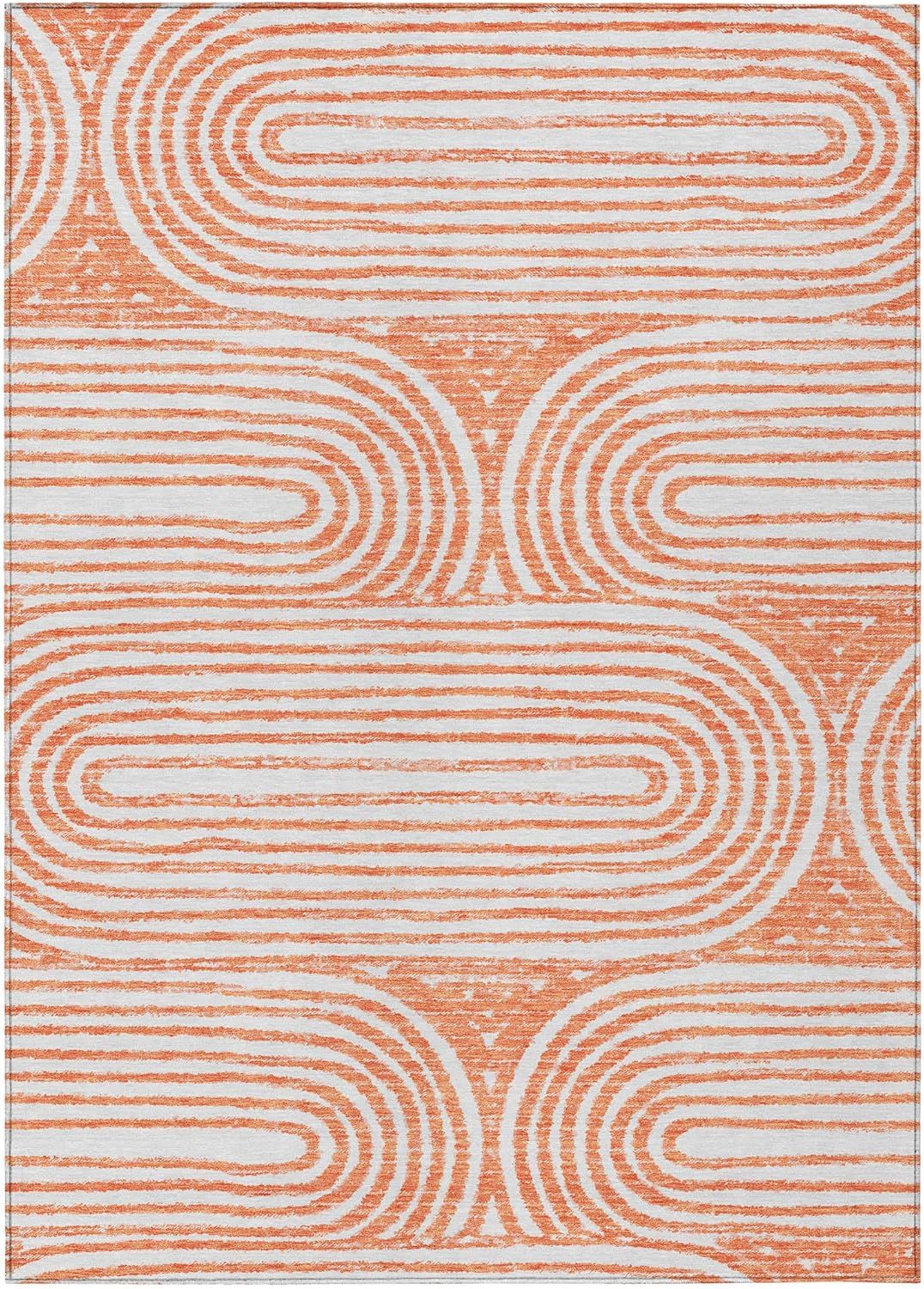 Salmon Abstract 5' x 7' Synthetic Flat Woven Rug