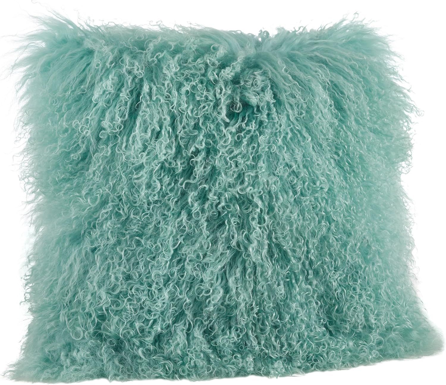 Plush Mint Wool Square Throw Pillow with Zipper Closure