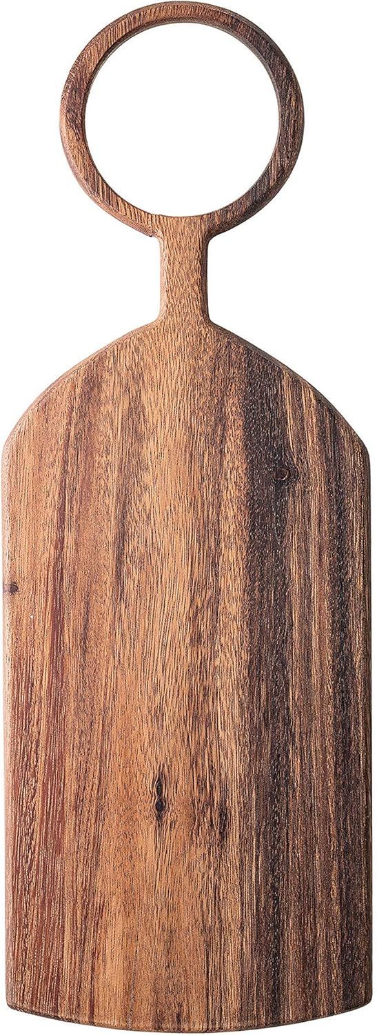 Natural Acacia Wood Round Chopping Block with Handle