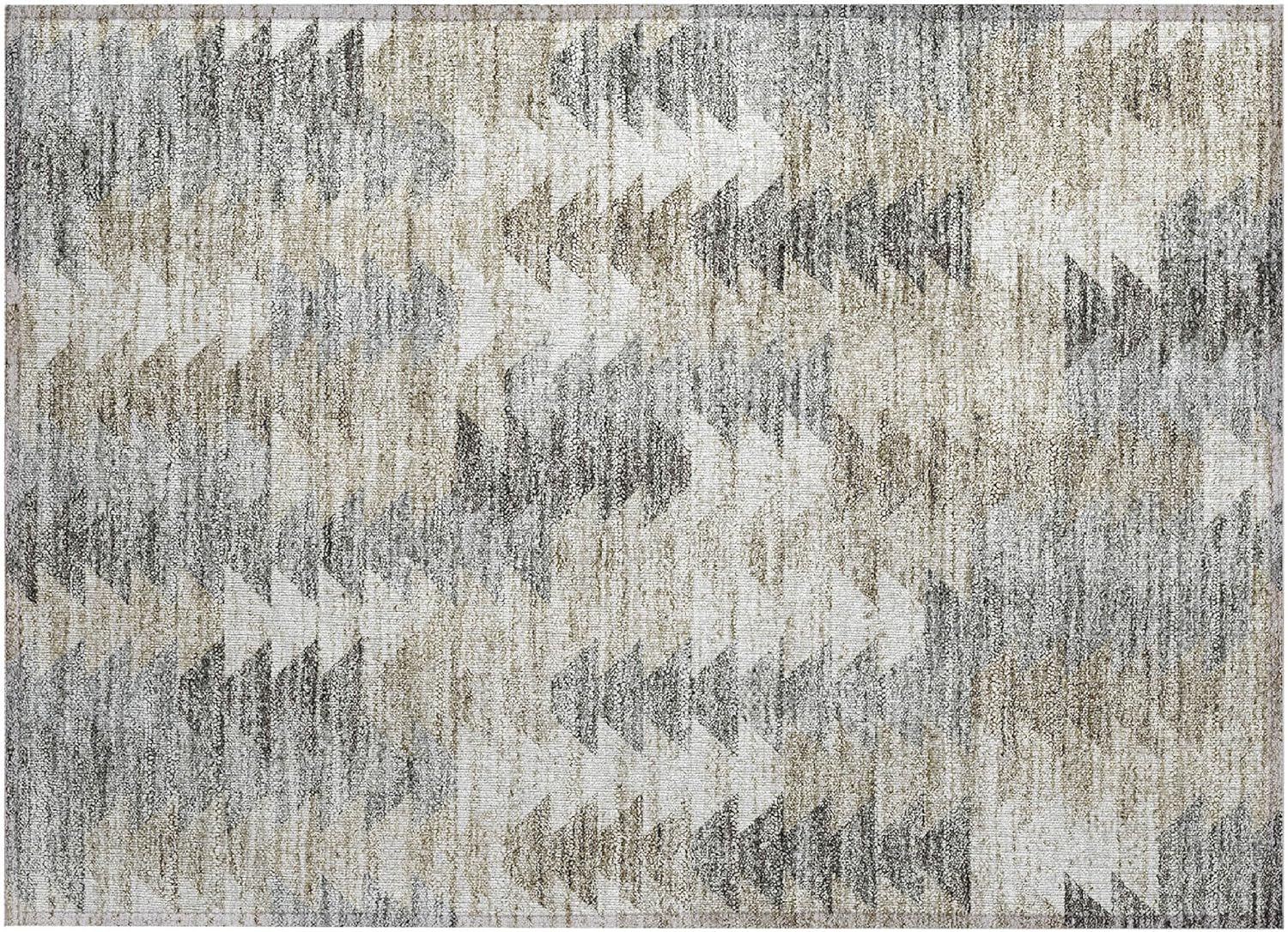 Taupe Synthetic Flat Woven Rectangular Area Rug 1'8" x 2'6"