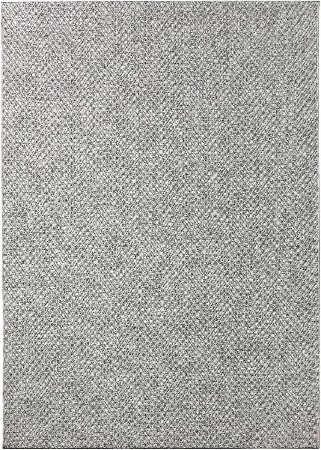 Gray Herringbone Textured Washable Synthetic Area Rug, 7'10"x10'2"