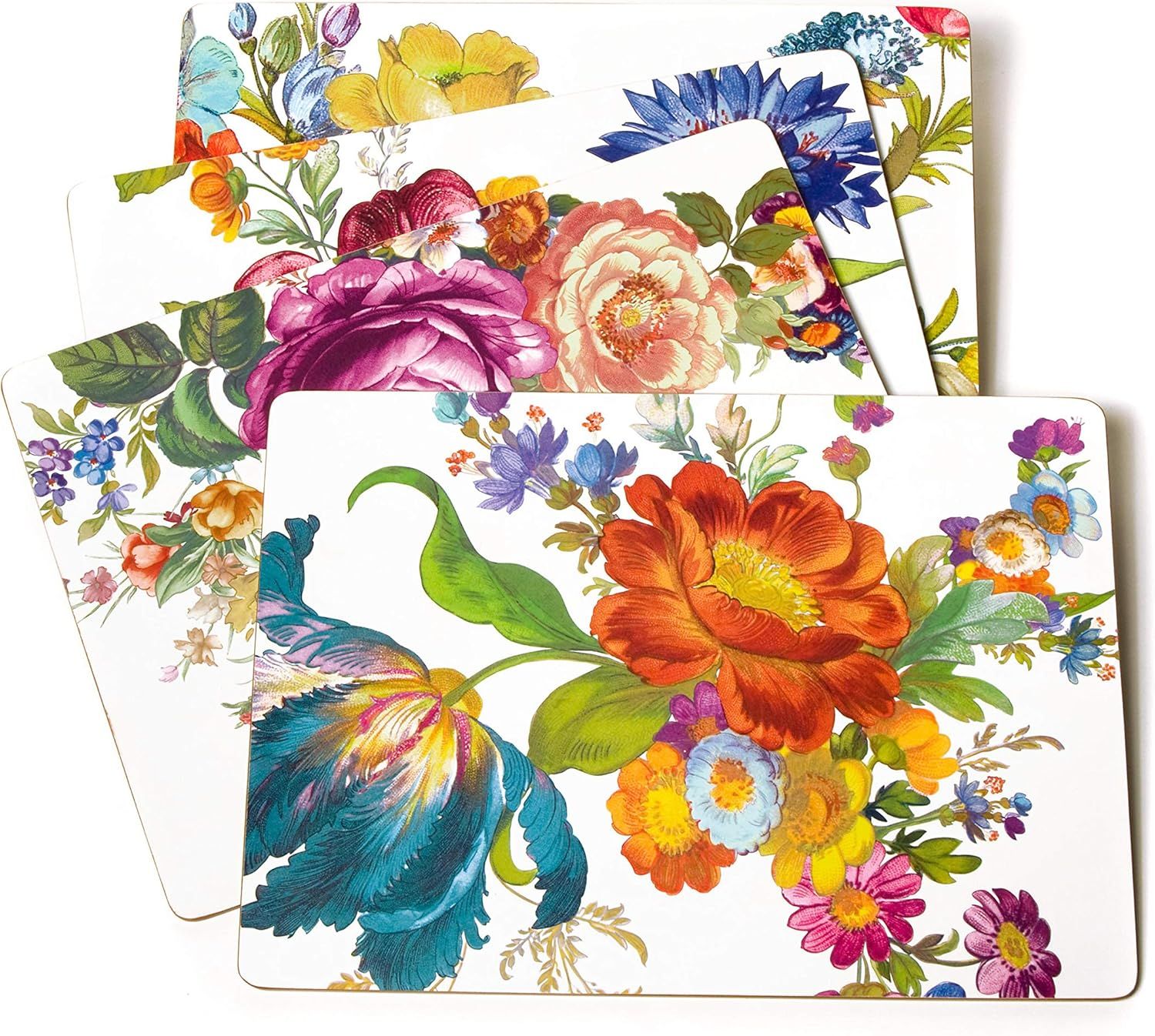 Floral Botanical Hardboard Placemats Set of Four