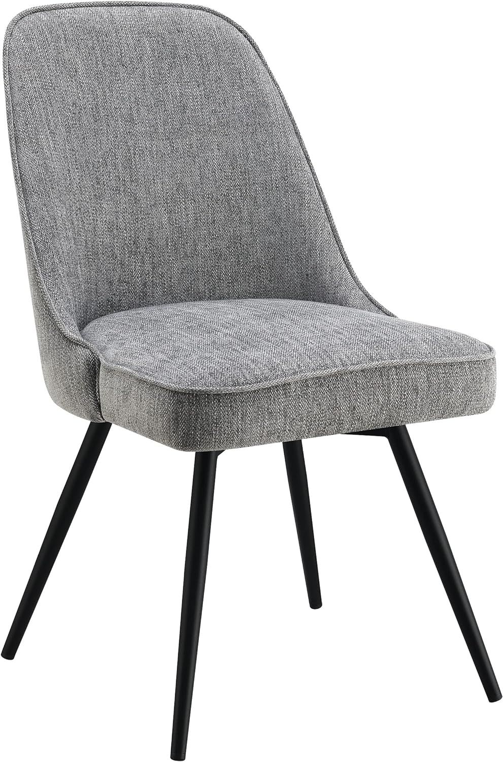 Charcoal Herringbone Fabric Swivel Chair with Metal Legs