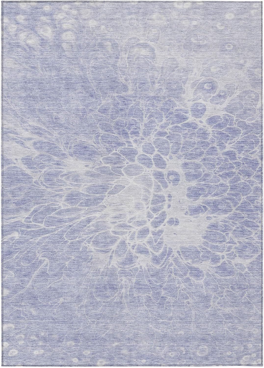 Lavender and White Synthetic Flat Woven Reversible Rug 5' x 7'