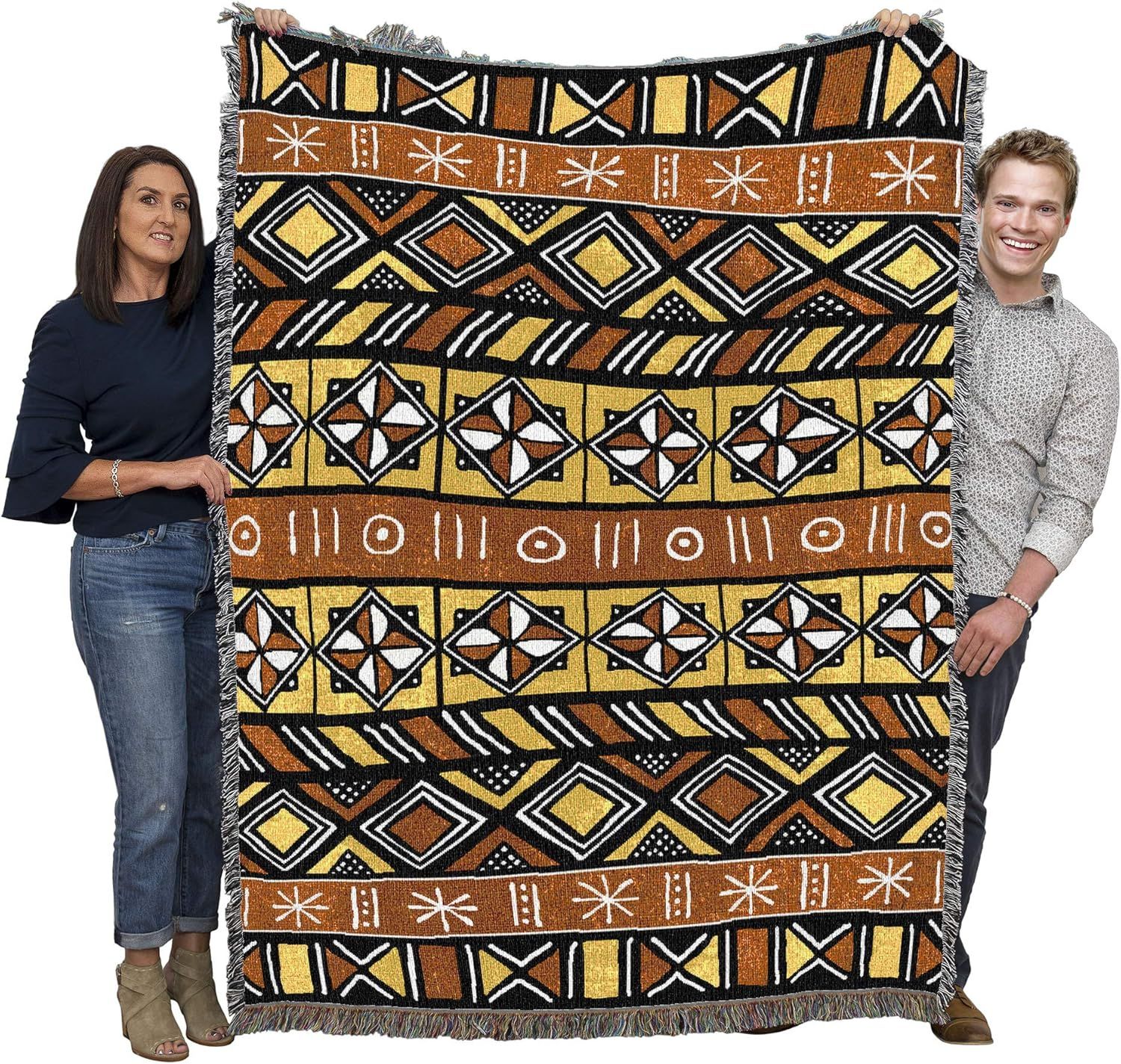 African Mud Cloth Pattern Cotton Throw Blanket