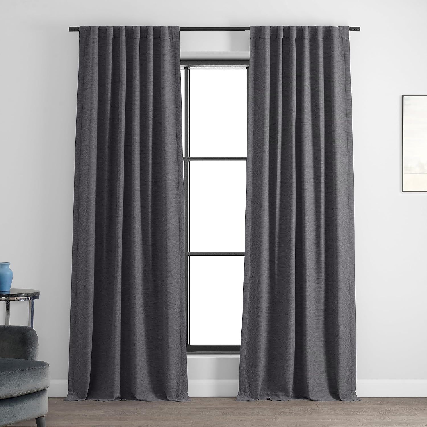 Armour Grey Puddle Length Blackout Drape Panel