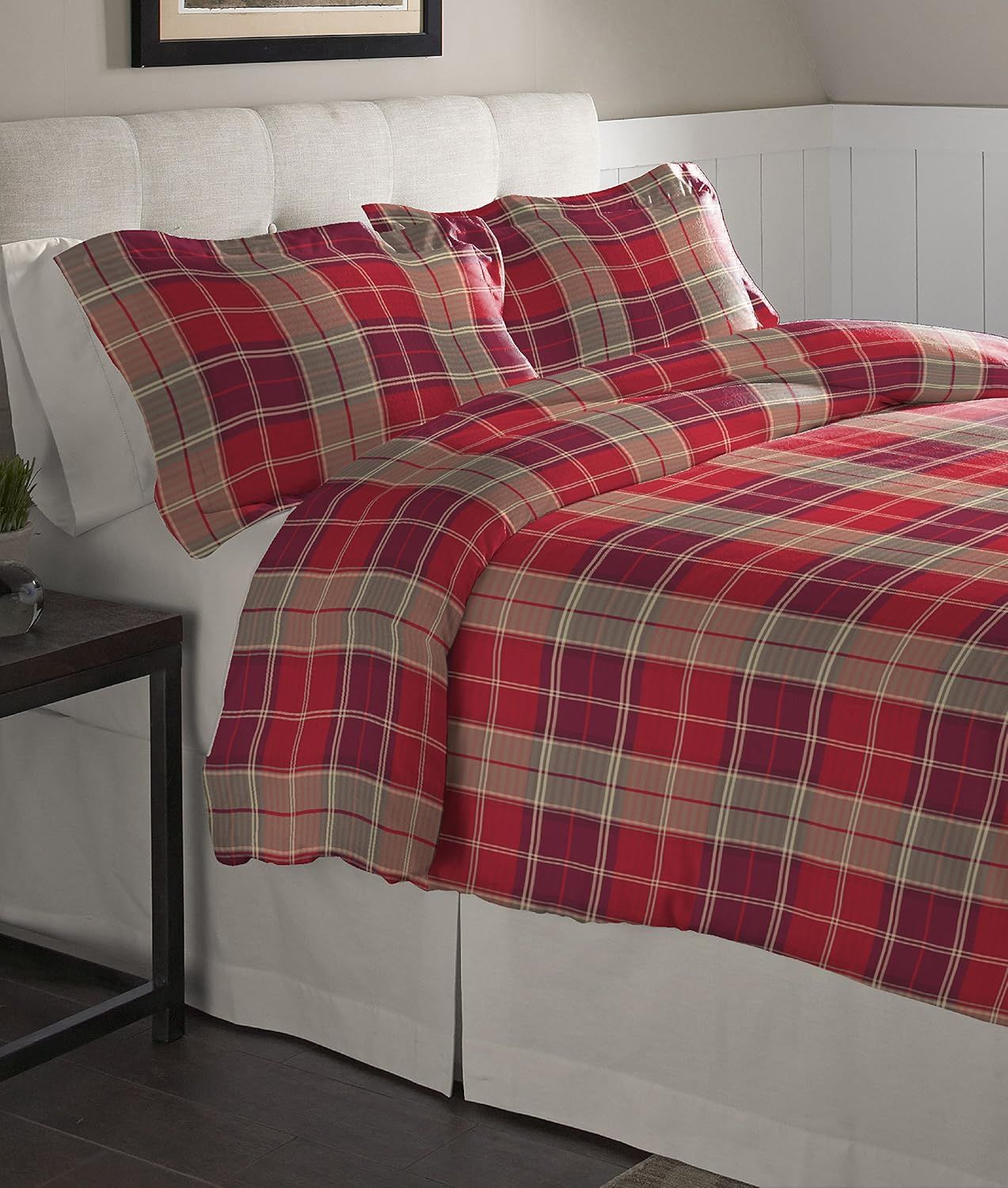 Cozy Piedmont Plaid King Flannel Cotton Duvet Set