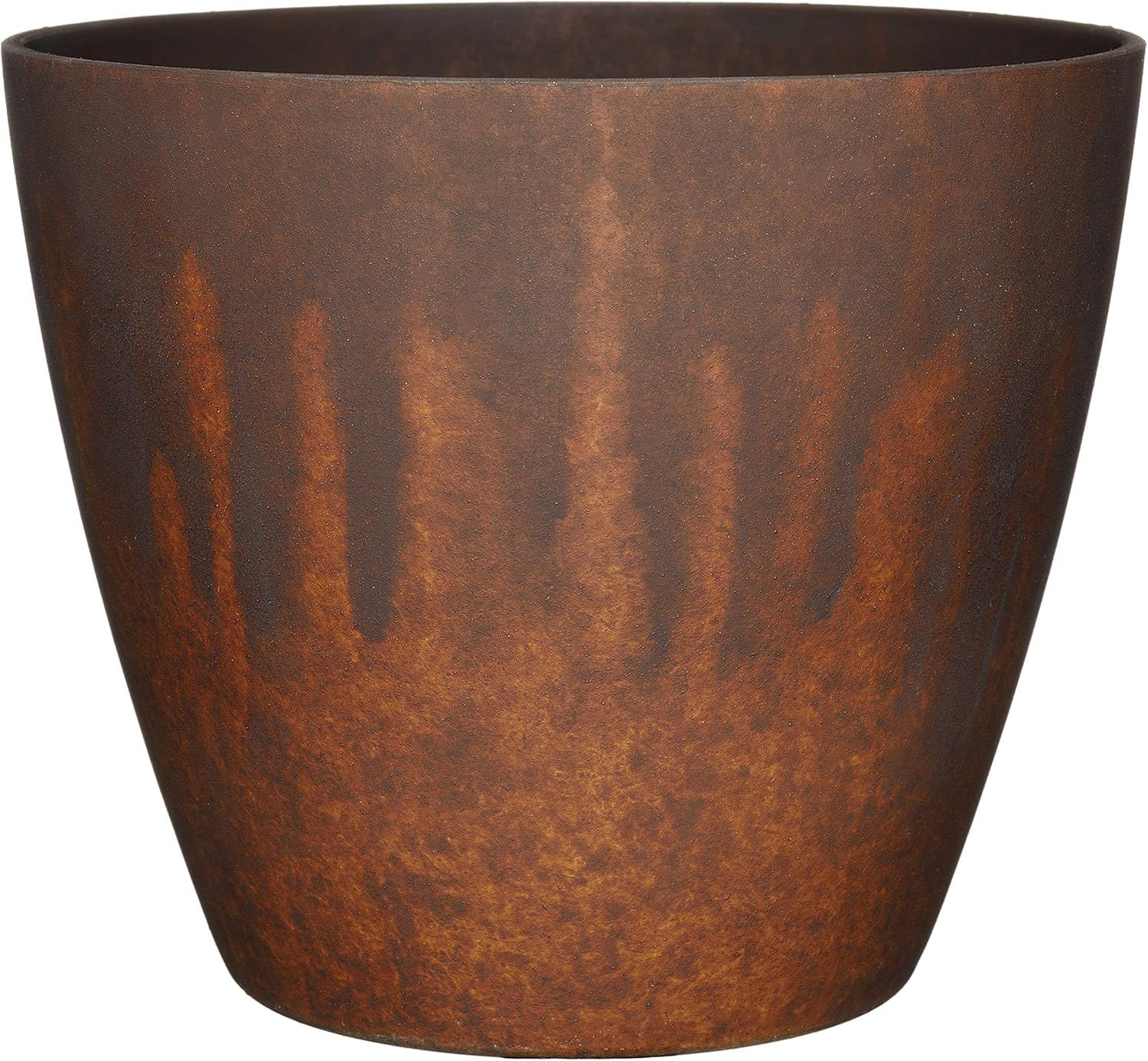 Burnished Rust 8" Round Resin Indoor/Outdoor Planter