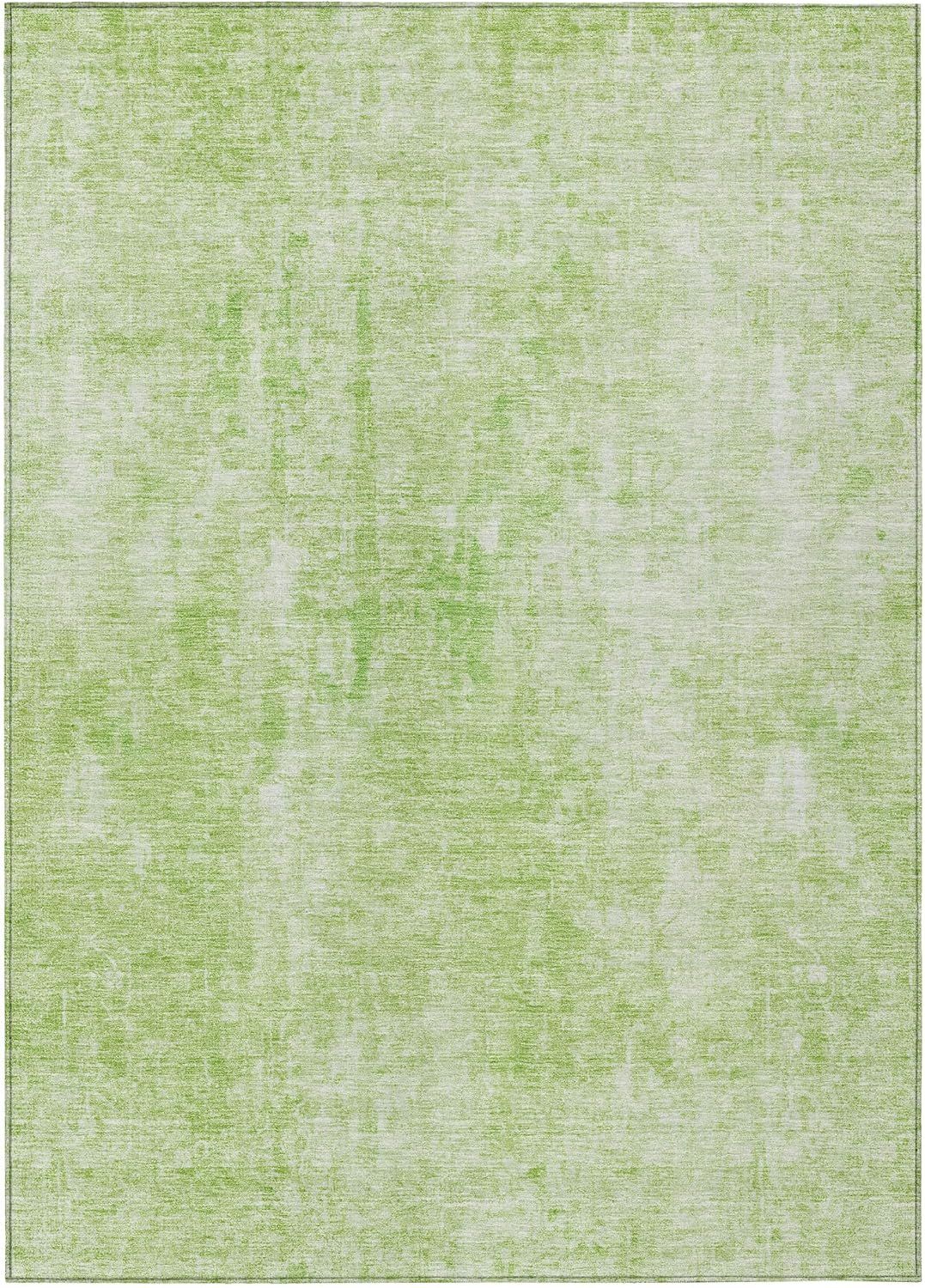 Aloe Green Abstract Synthetic 3' x 5' Indoor Outdoor Rug