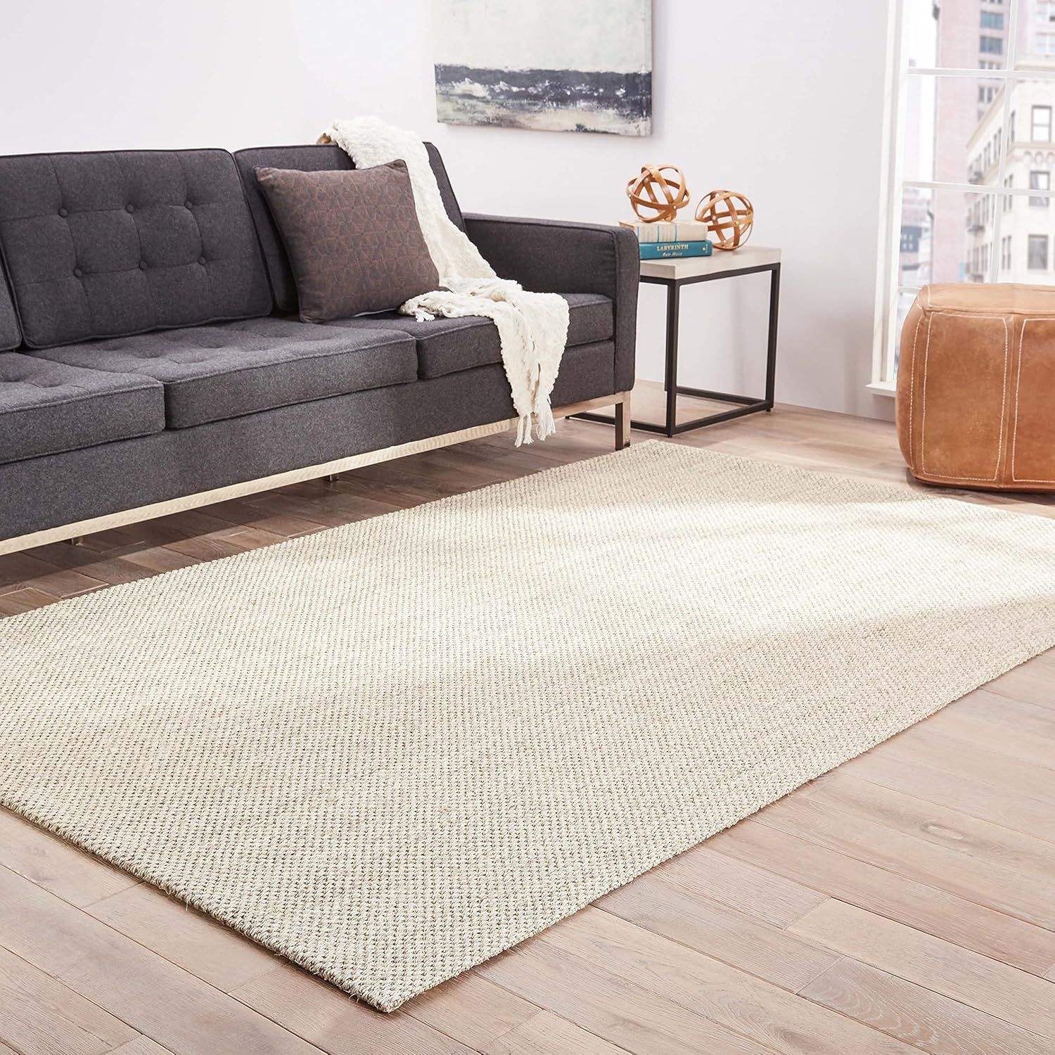 Ivory Wool Flat Woven Reversible 5'x8' Area Rug