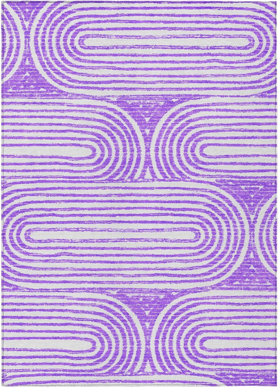 Purple Abstract Synthetic Reversible 3' x 5' Area Rug