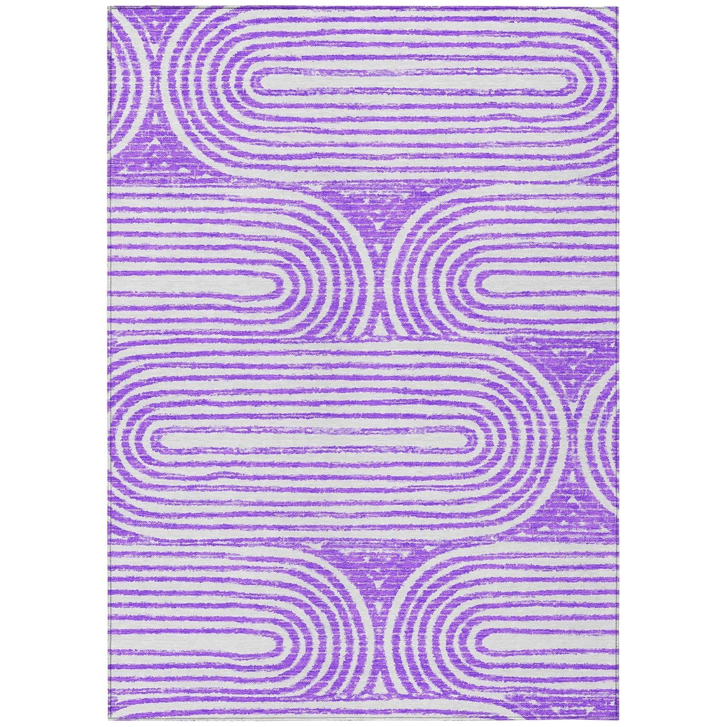 Purple Abstract Synthetic Reversible 3' x 5' Area Rug