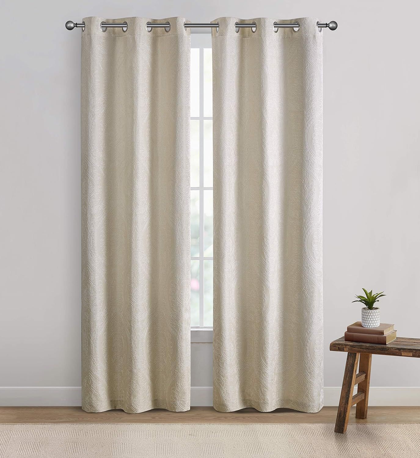 Taupe Polyester Blackout Grommet Window Curtains, 38" x 84"