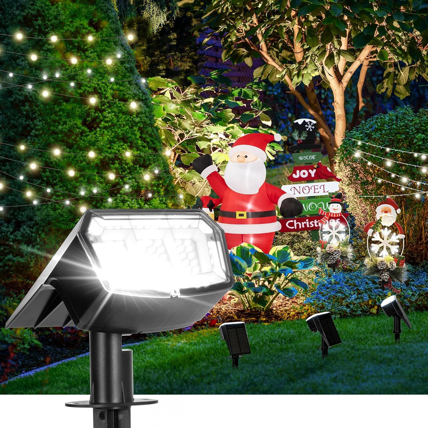 Cool White LED Solar Pathway Spotlights Multipack