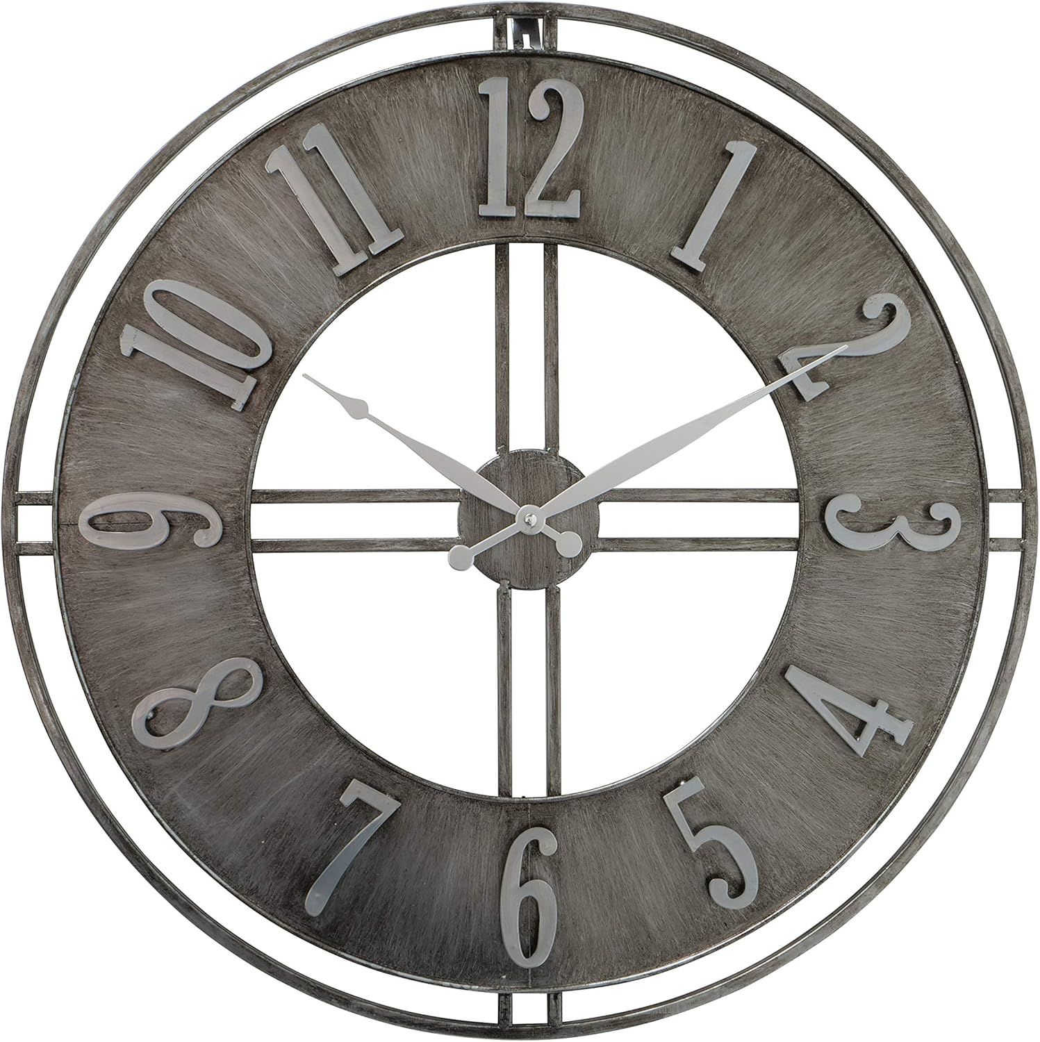 Industrial Chic Round Metal Wall Clock with Quartz Movement