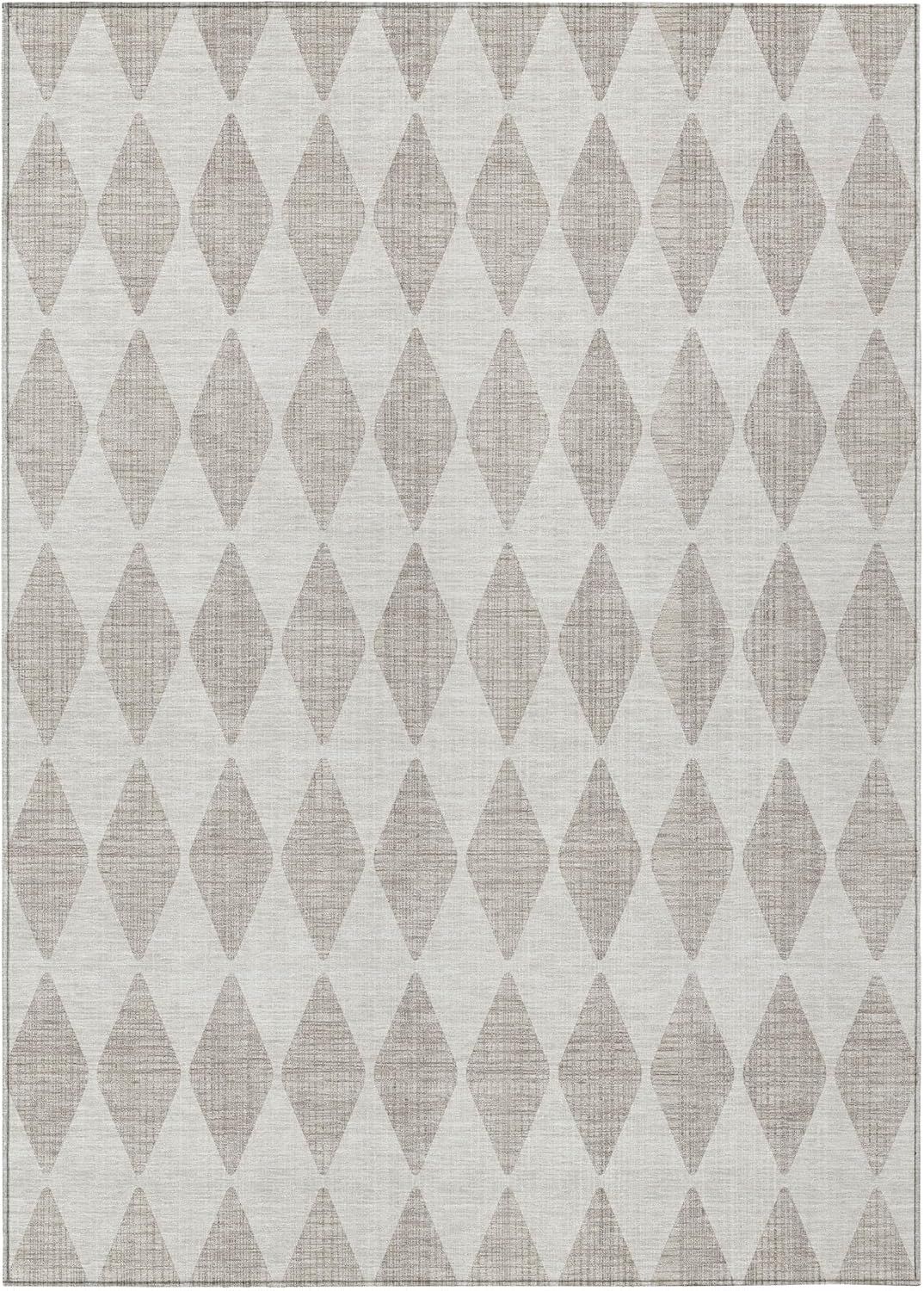 Beige Diamond Pattern Washable Synthetic Rug 3' x 5'