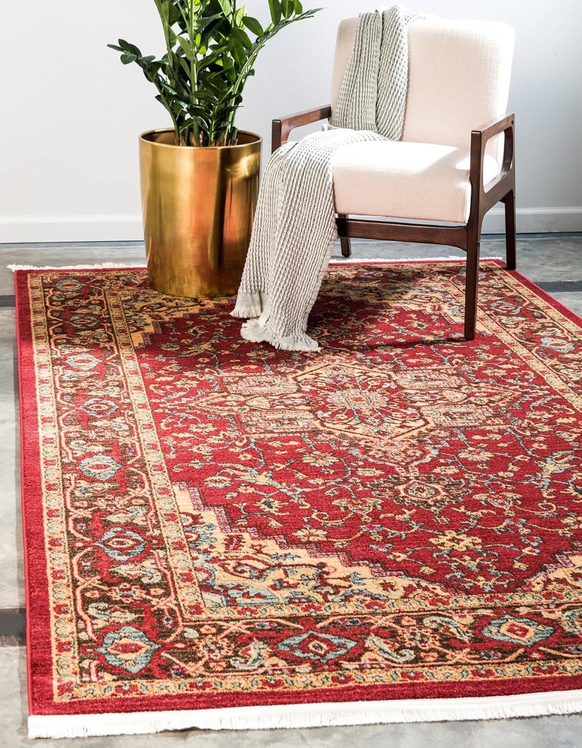 Sara Collection Robust Red Traditional 2x3 Polypropylene Rug