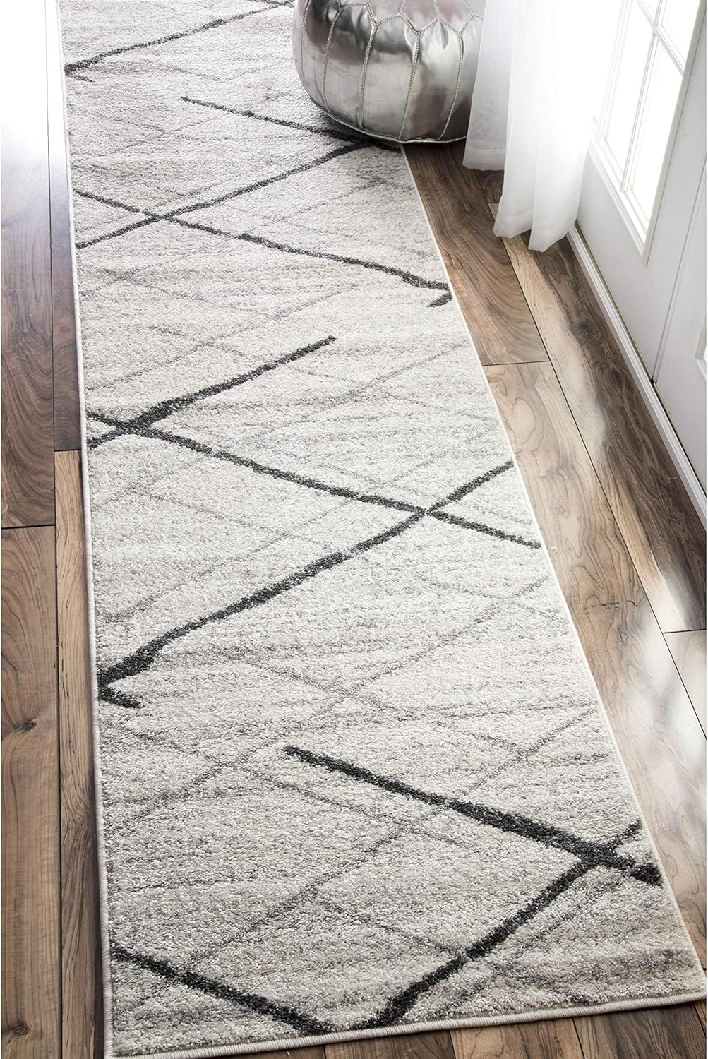 Gray Abstract Lines Reversible Area Rug