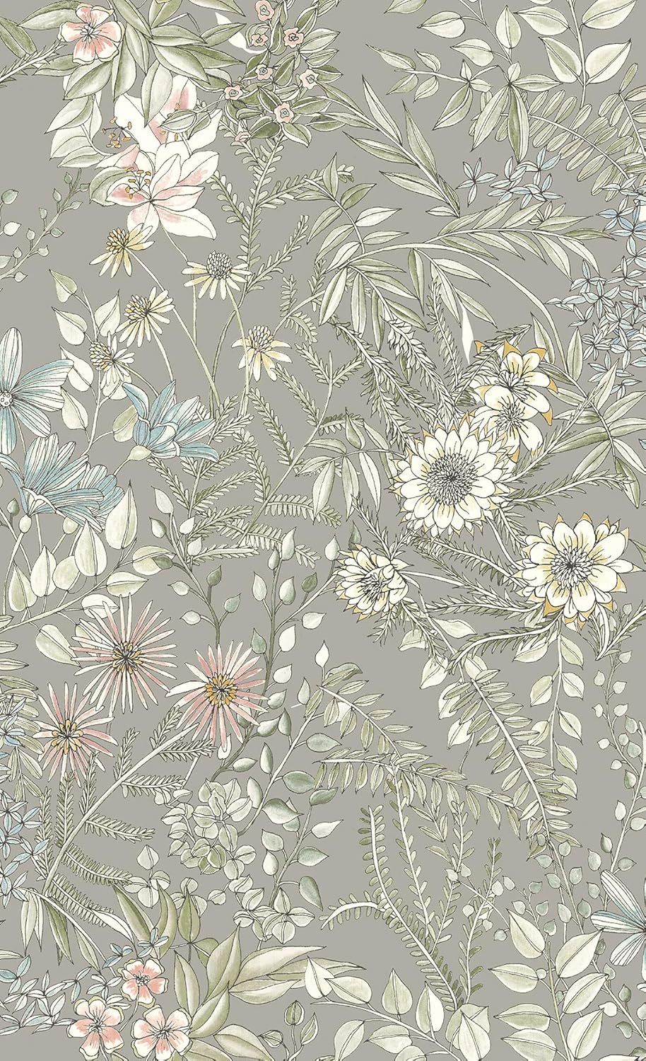 Full Bloom Beige and Pink Floral Non-Woven Wallpaper