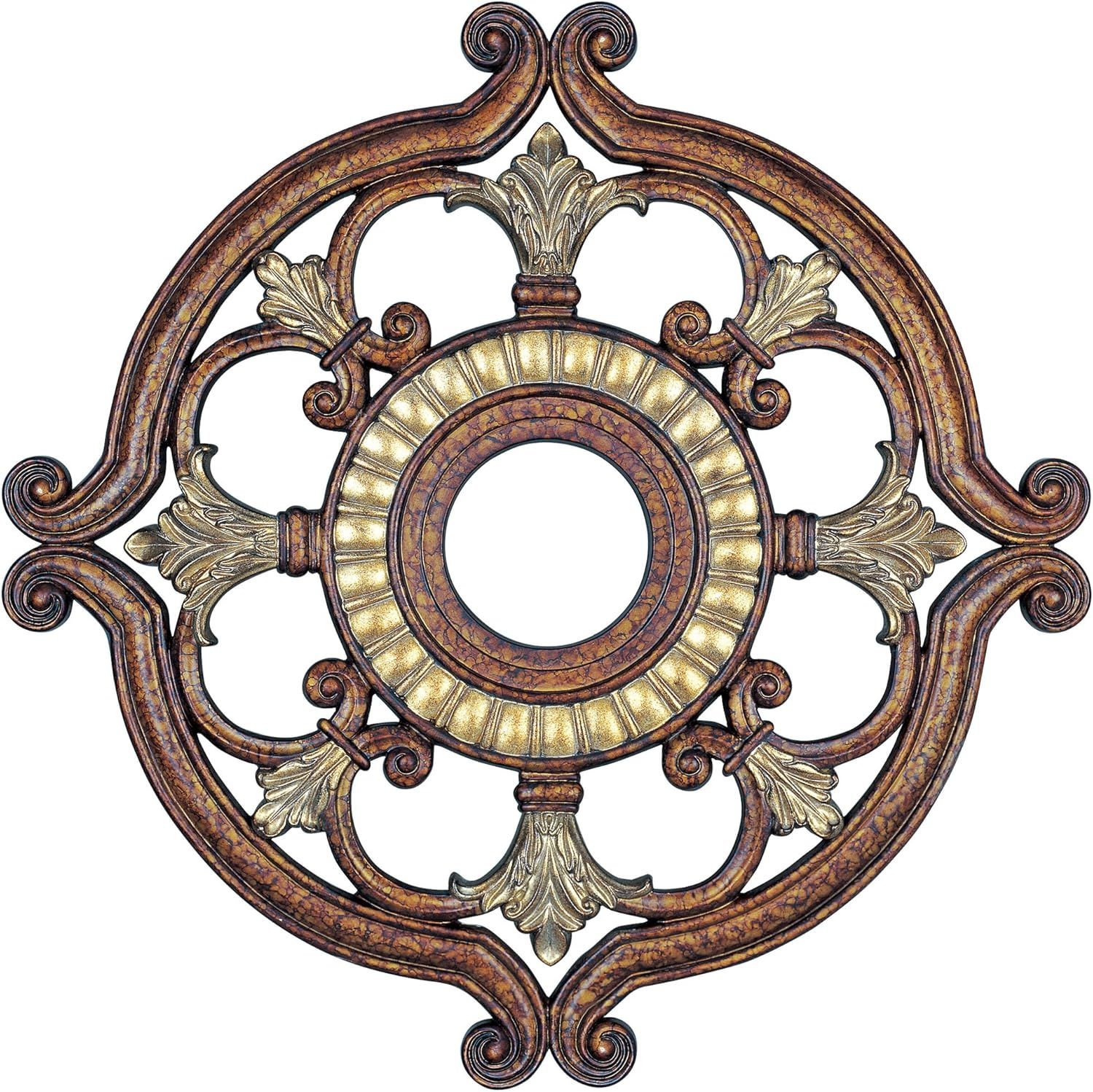 Palacial Bronze and Gilded Urethane Ceiling Medallion