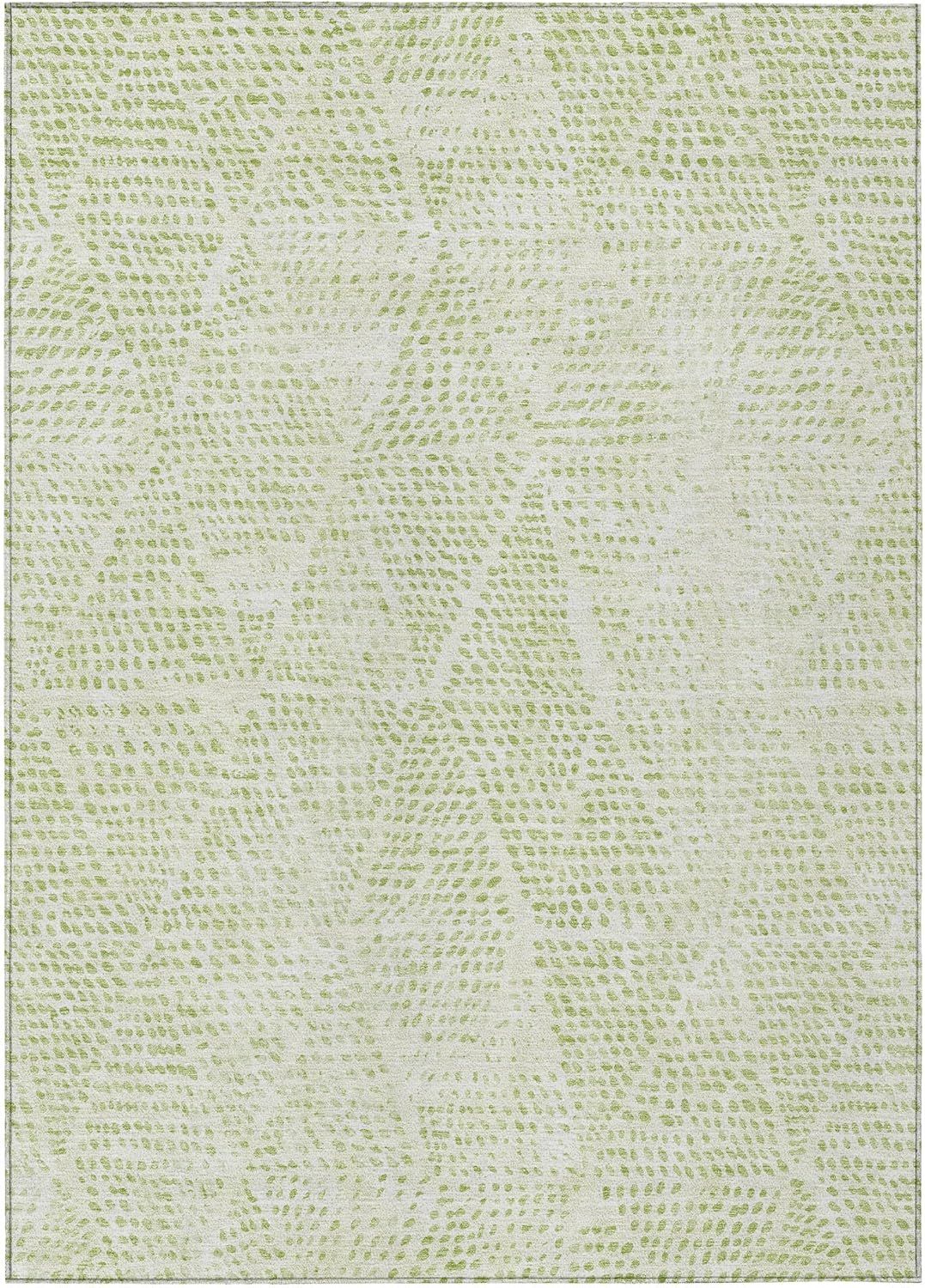 Aloe Green Diamond Pattern Washable 10' x 14' Area Rug