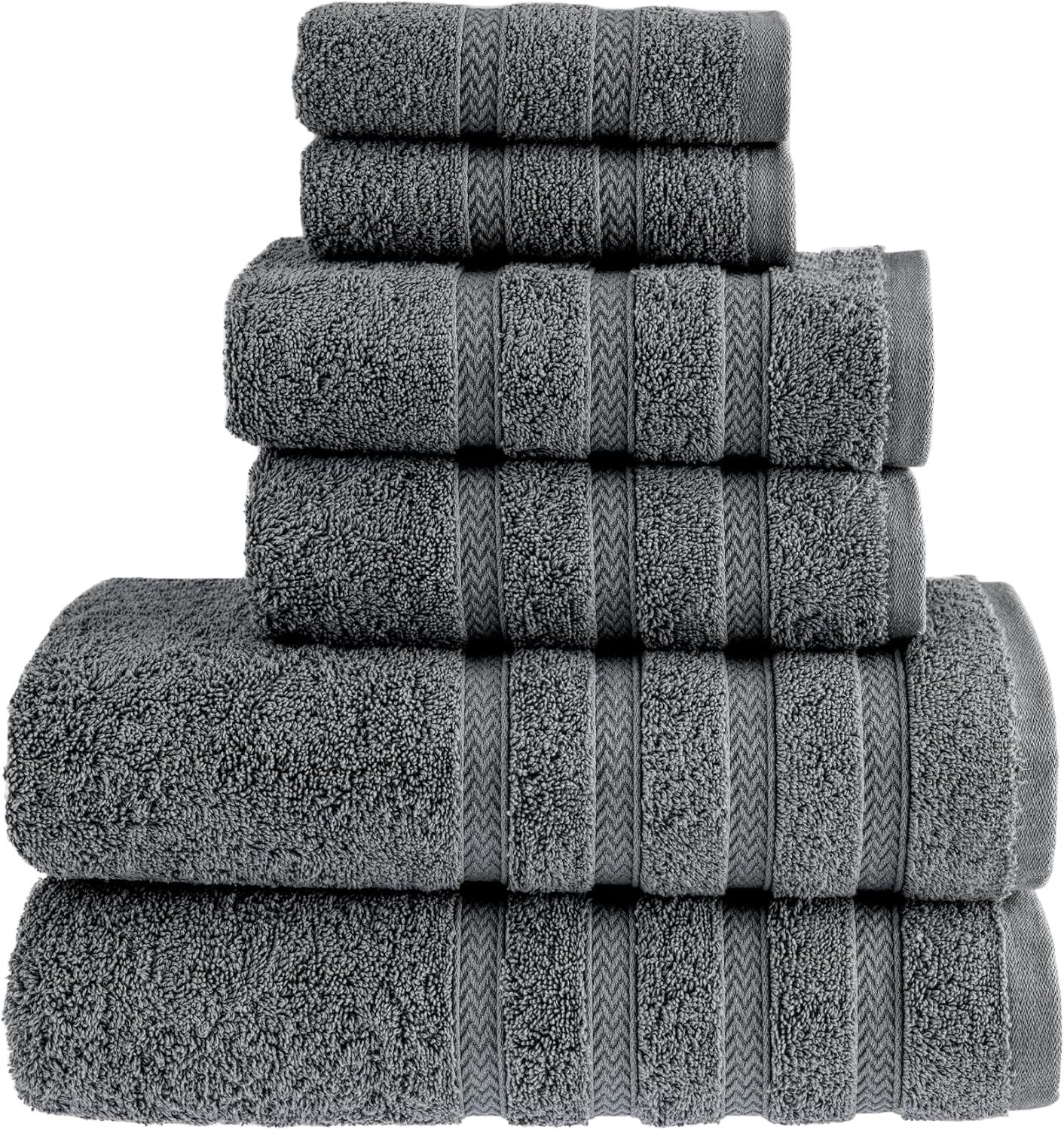 Luxurious Dark Gray Turkish Cotton 6-Piece Towel Set