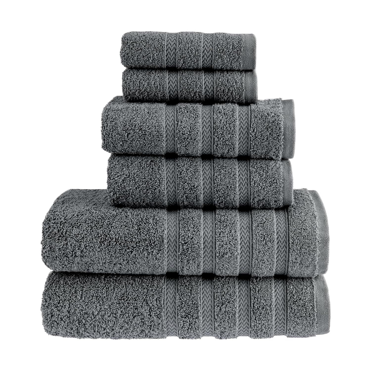 Luxurious Dark Gray Turkish Cotton 6-Piece Towel Set