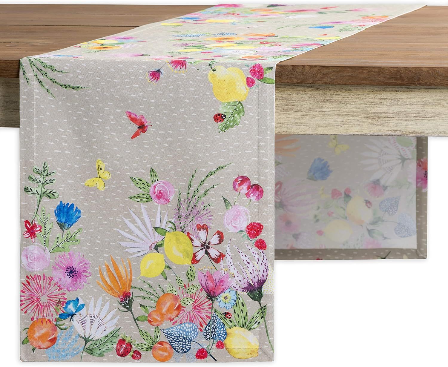 Beige Floral Cotton Single Layer Table Runner