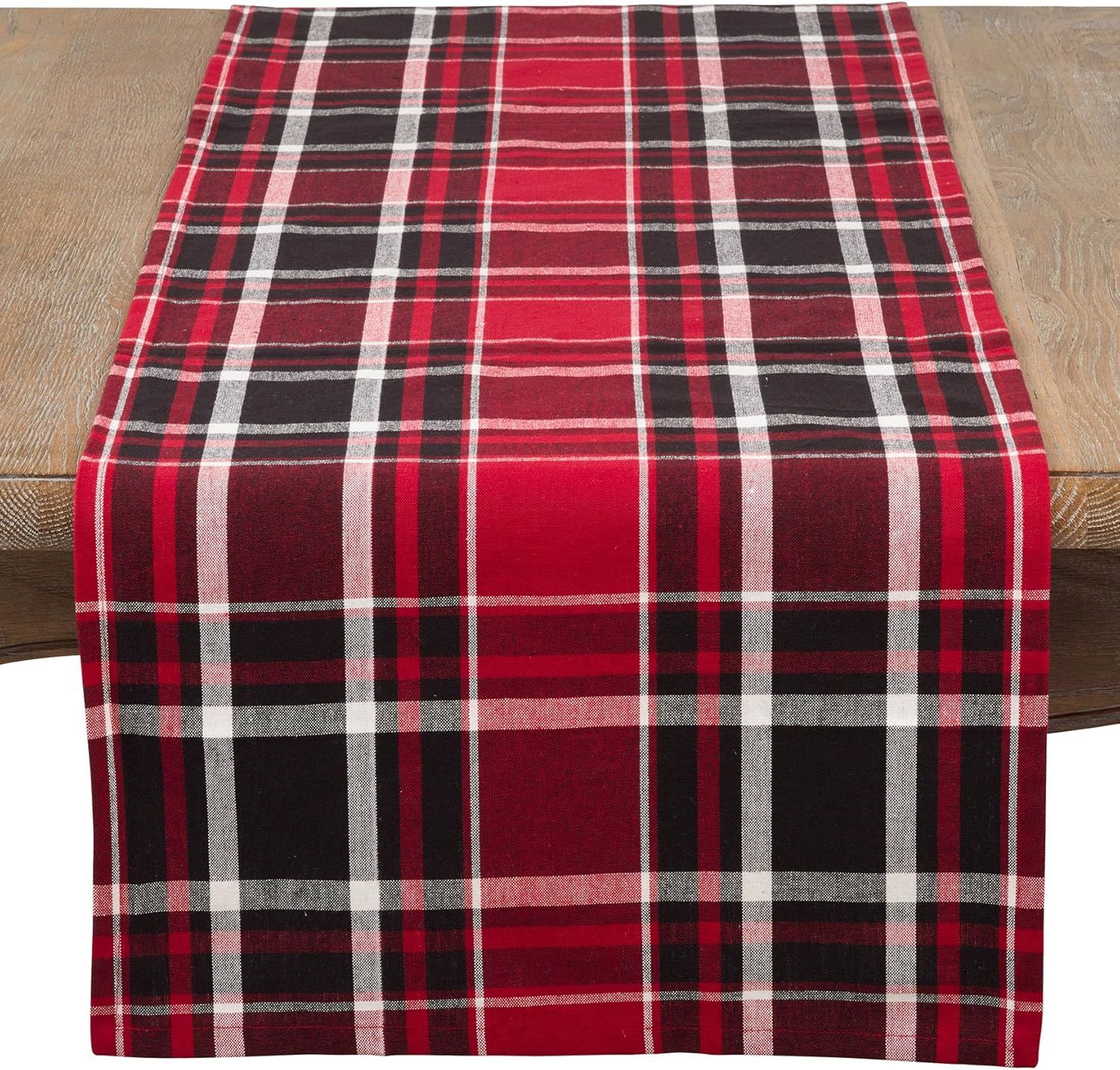 Red and Black Plaid Cotton Christmas Table Runner