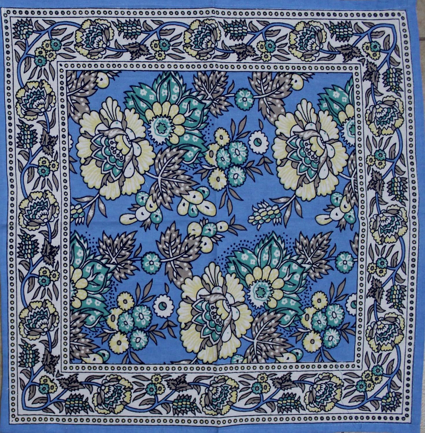 Blue Floral Cotton Square Napkin 18 x 18 Inches