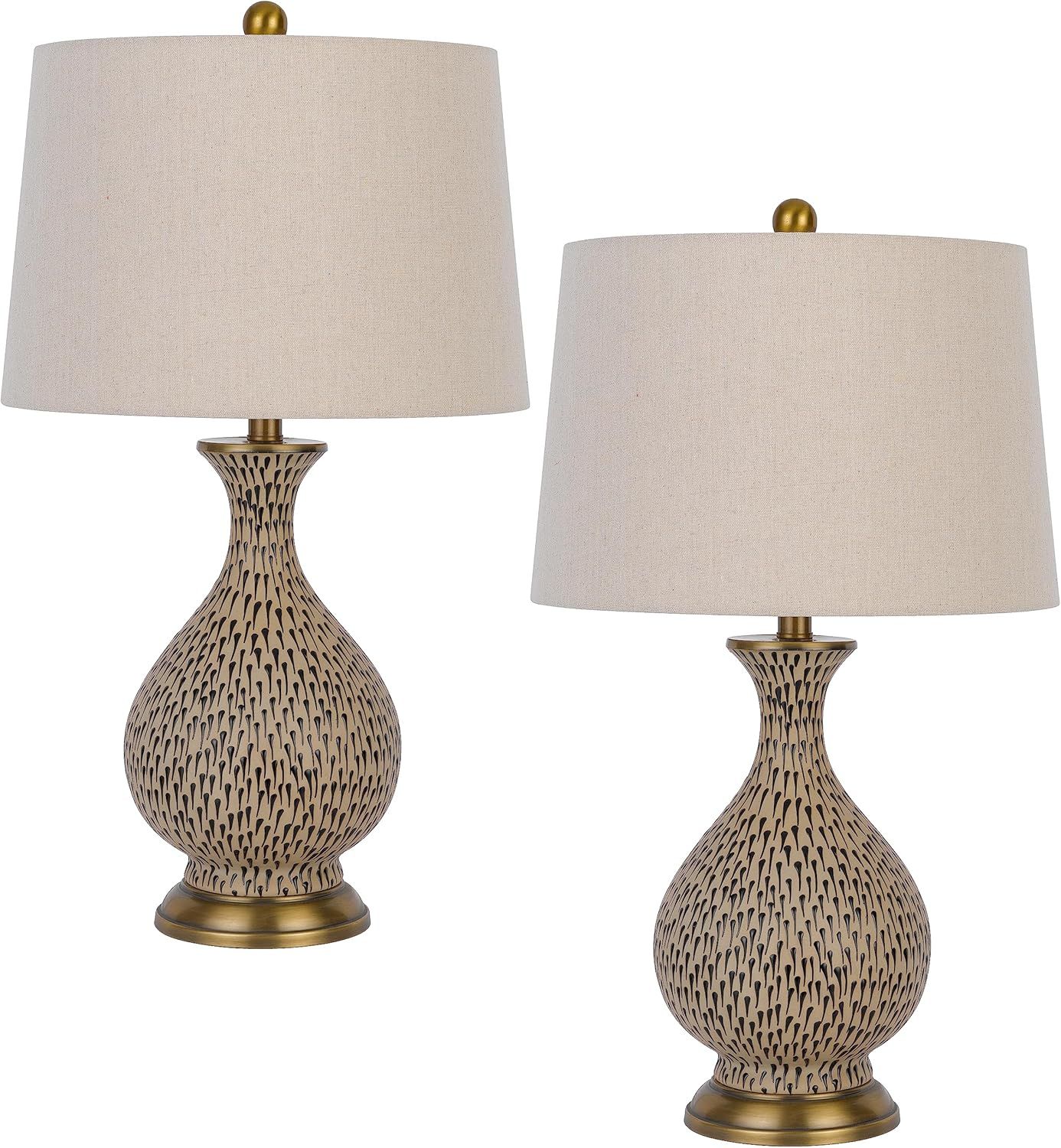 Orivesi 26" Terra Cotta Ceramic Table Lamp Set with Fabric Shade