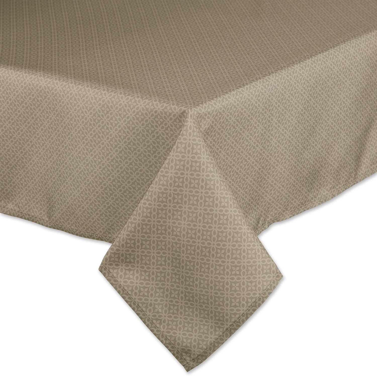 Stone Gray Polyester Lattice Print Outdoor Tablecloth 60" x 120"