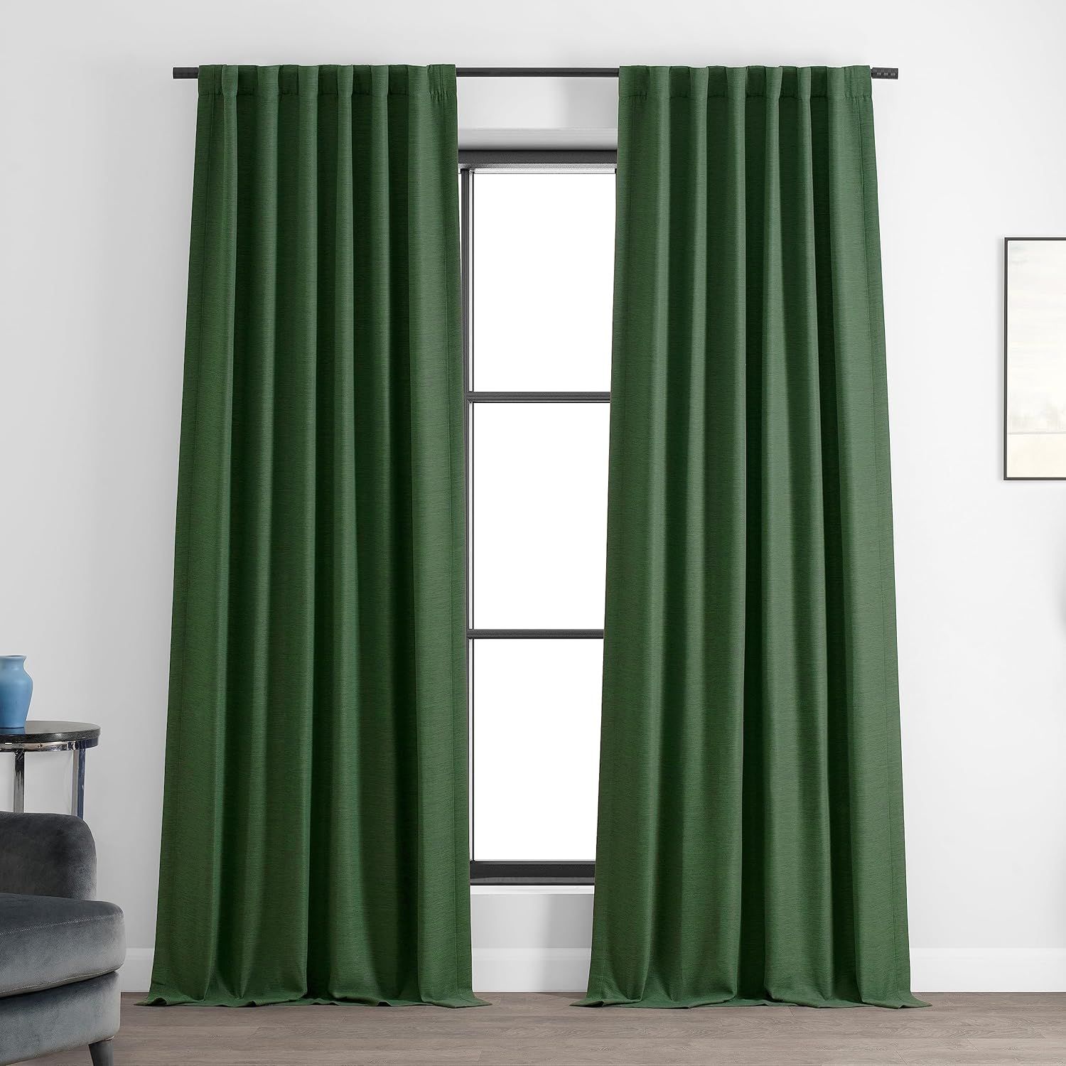 Pine Forest Green Blackout Polyester Drape Panel Curtains