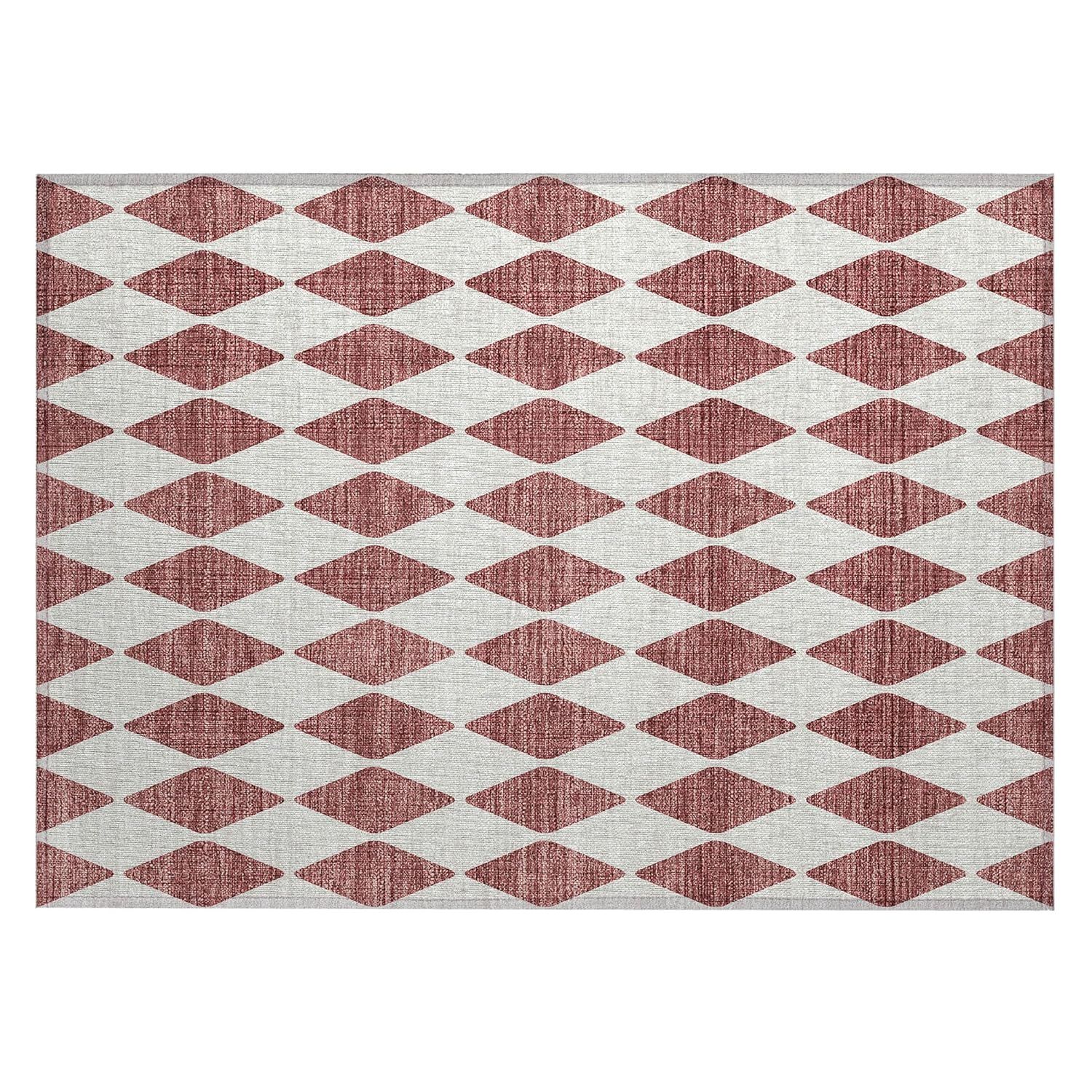 Burgundy Diamond Pattern Synthetic Washable Rug 1'8" x 2'6"