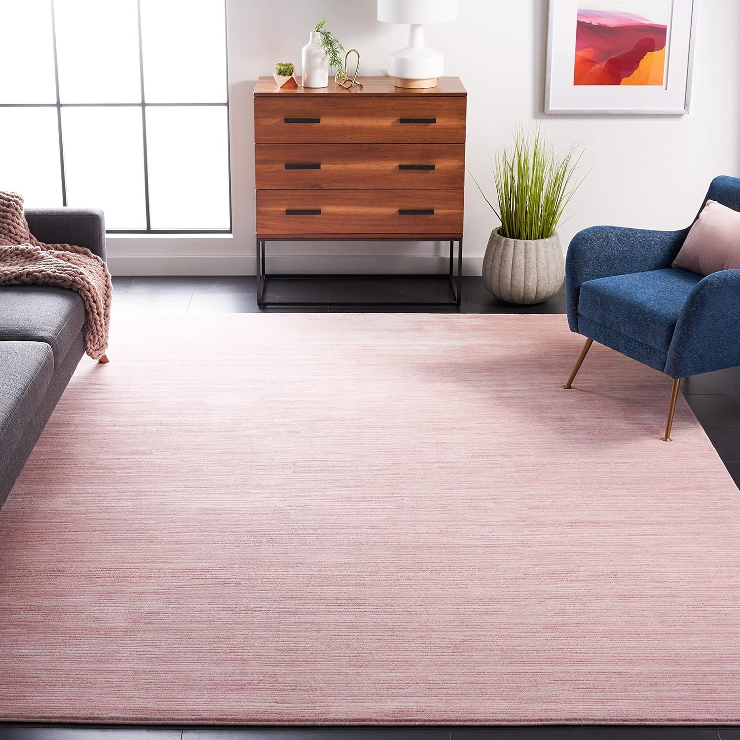 SAFAVIEH Vision Collection Area Rug - 8' x 10', Pink, Modern Ombre Tonal Chic Design, Non-Shedding & Easy Care, Ideal for High Traffic Areas in Living Room, Bedroom (VSN606U)