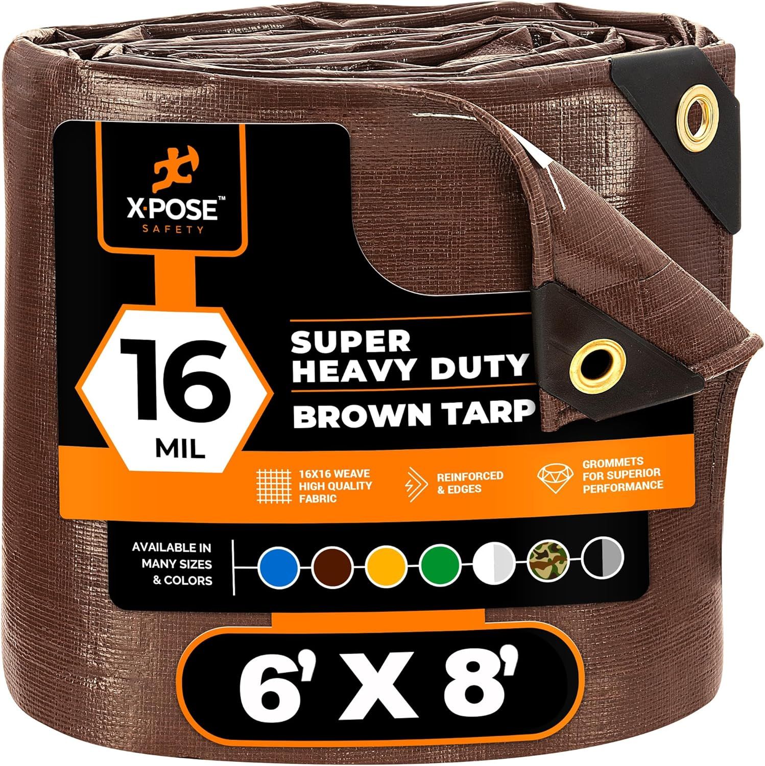 6' x 8' Heavy Duty Brown Polyethylene Tarp with Aluminum Grommets