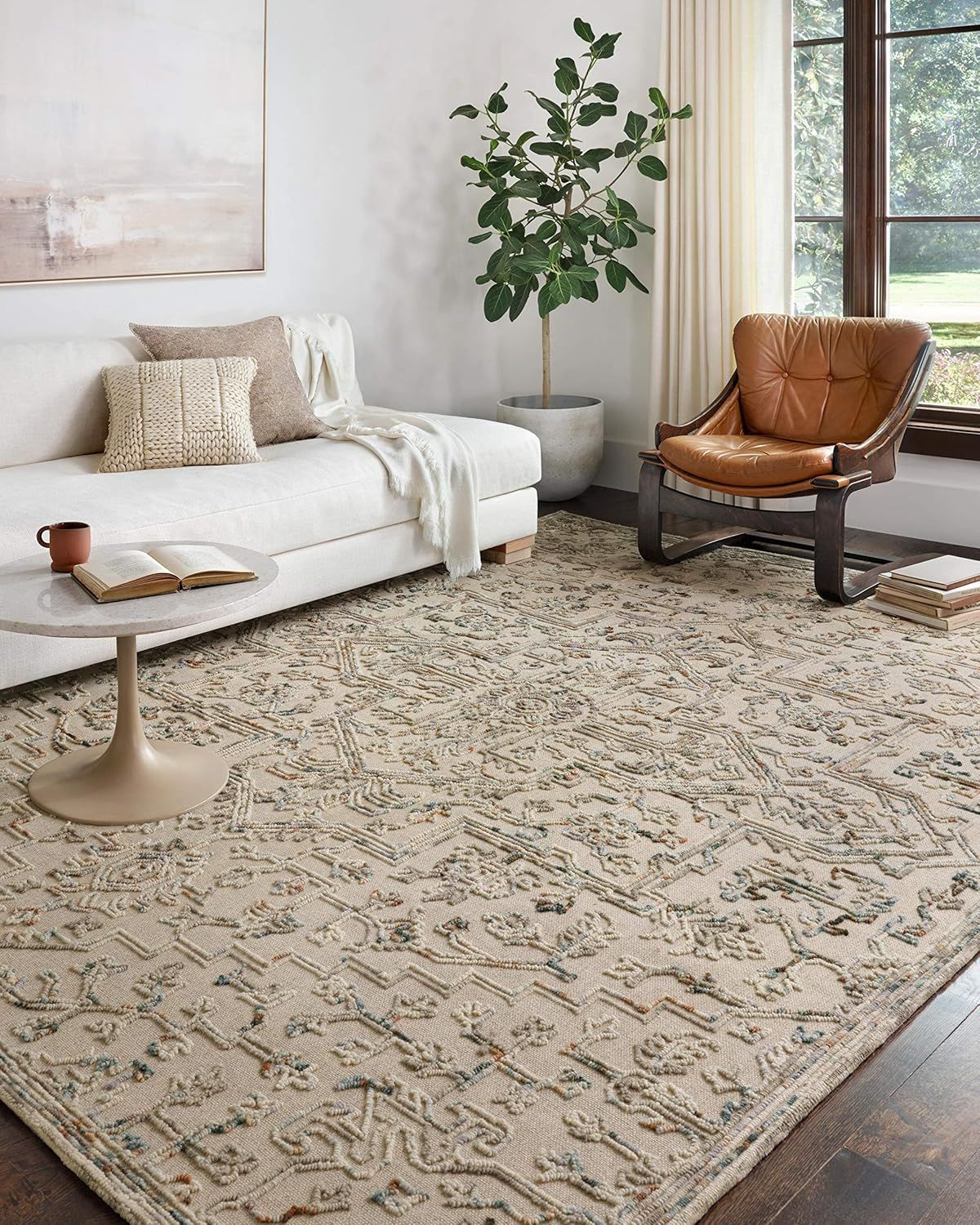 Handmade Gray Wool Rectangular Stain-resistant Area Rug 5' x 7'
