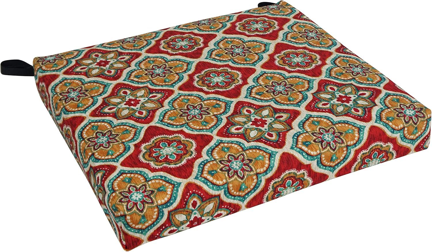 Adonis Jewel Patterned Red and Beige Outdoor Chair Cushion