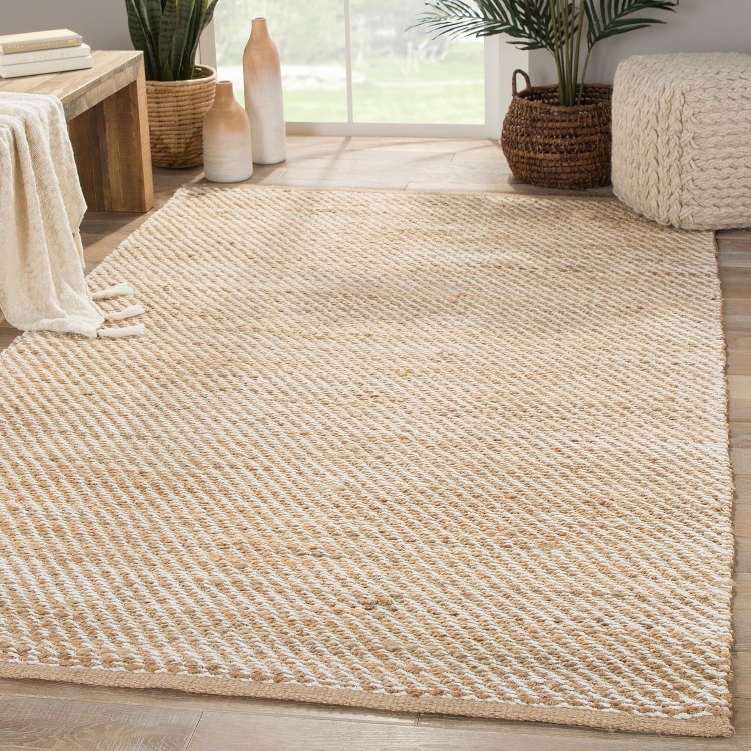 Tapioca Ivory Luxe Handmade Wool & Chenille Area Rug, 2'6"x4'
