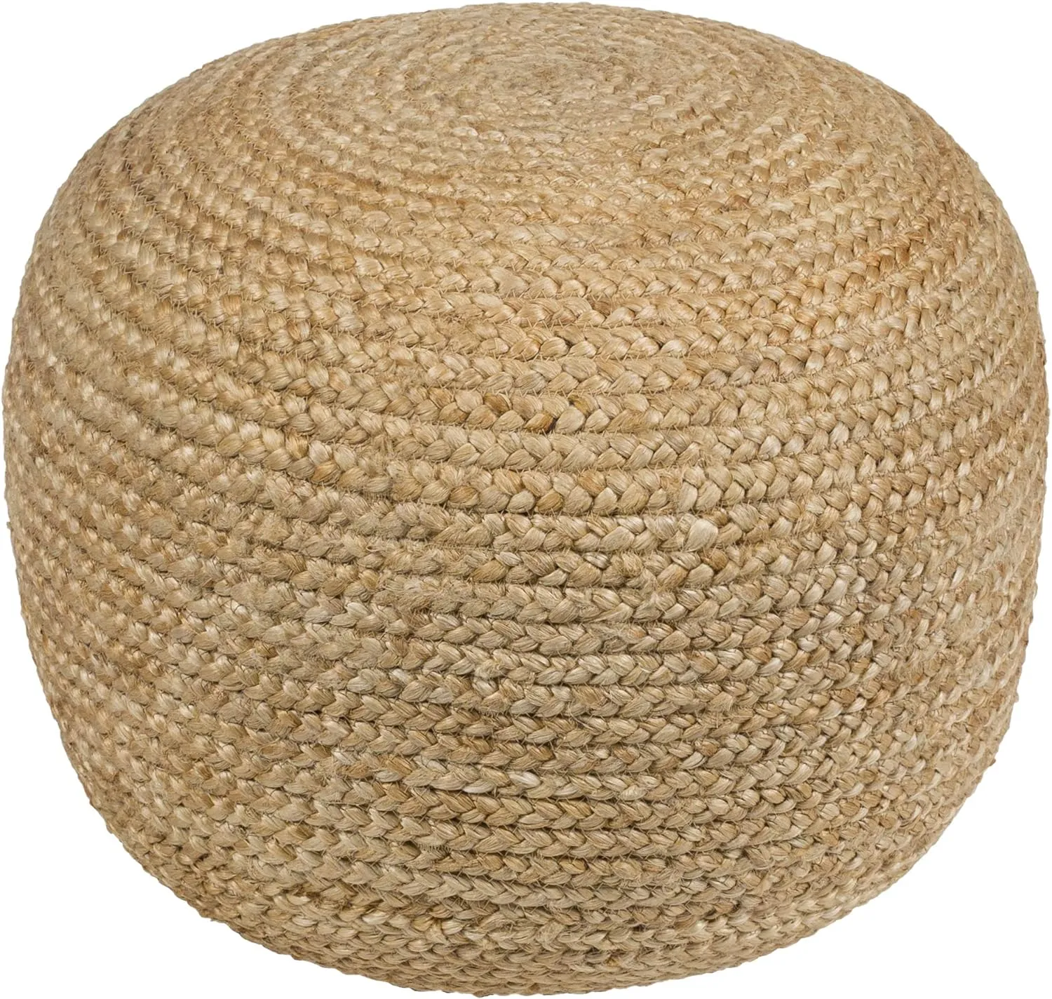 Ruiri Round Braided Jute Pouf, 20" Wheat