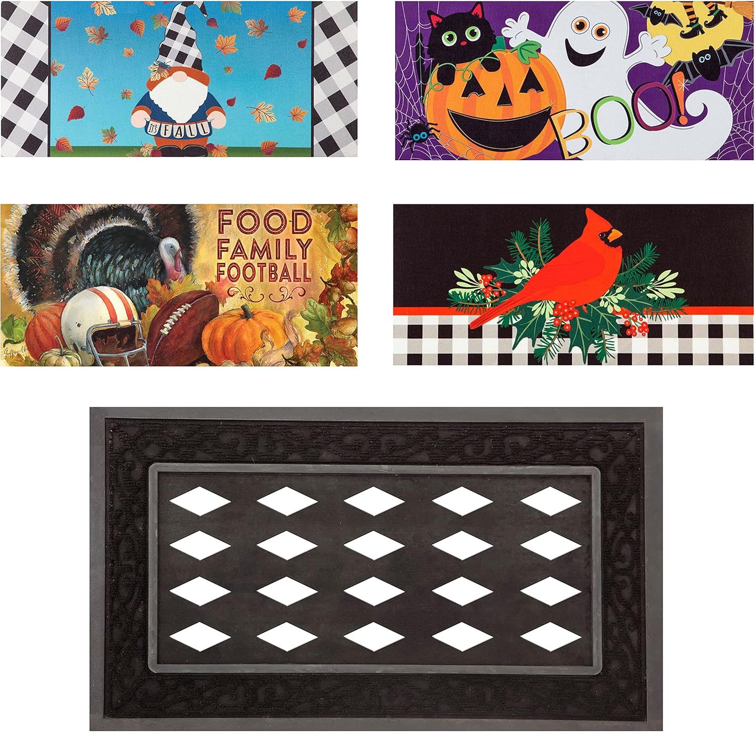 Seasonal Fall and Winter Rubber Outdoor Doormat Set