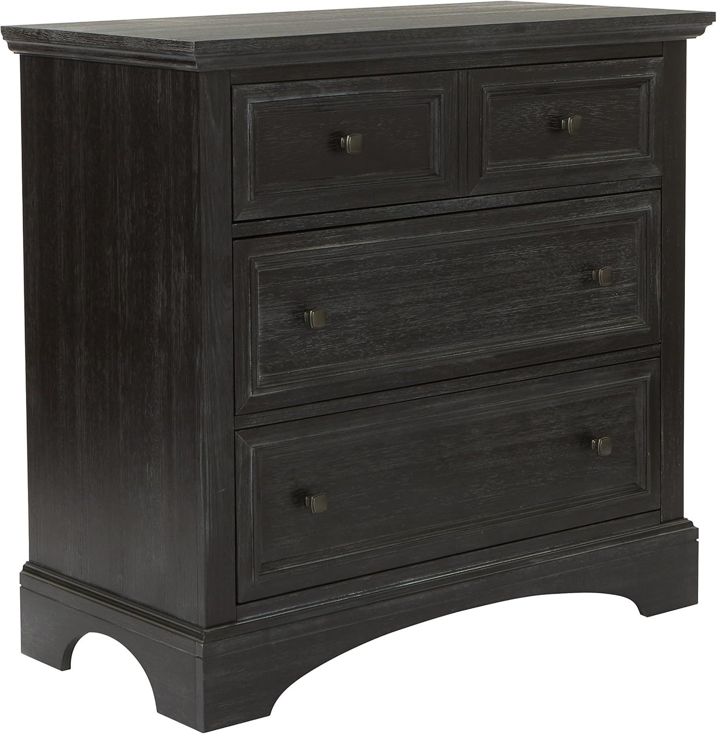 Farmhouse Basics Rustic Black 3-Drawer Chest with Modern Black Hardware