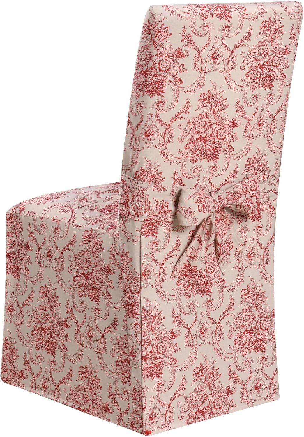 Chateau Red Cotton Polyester French Country Dining Chair Slipcover