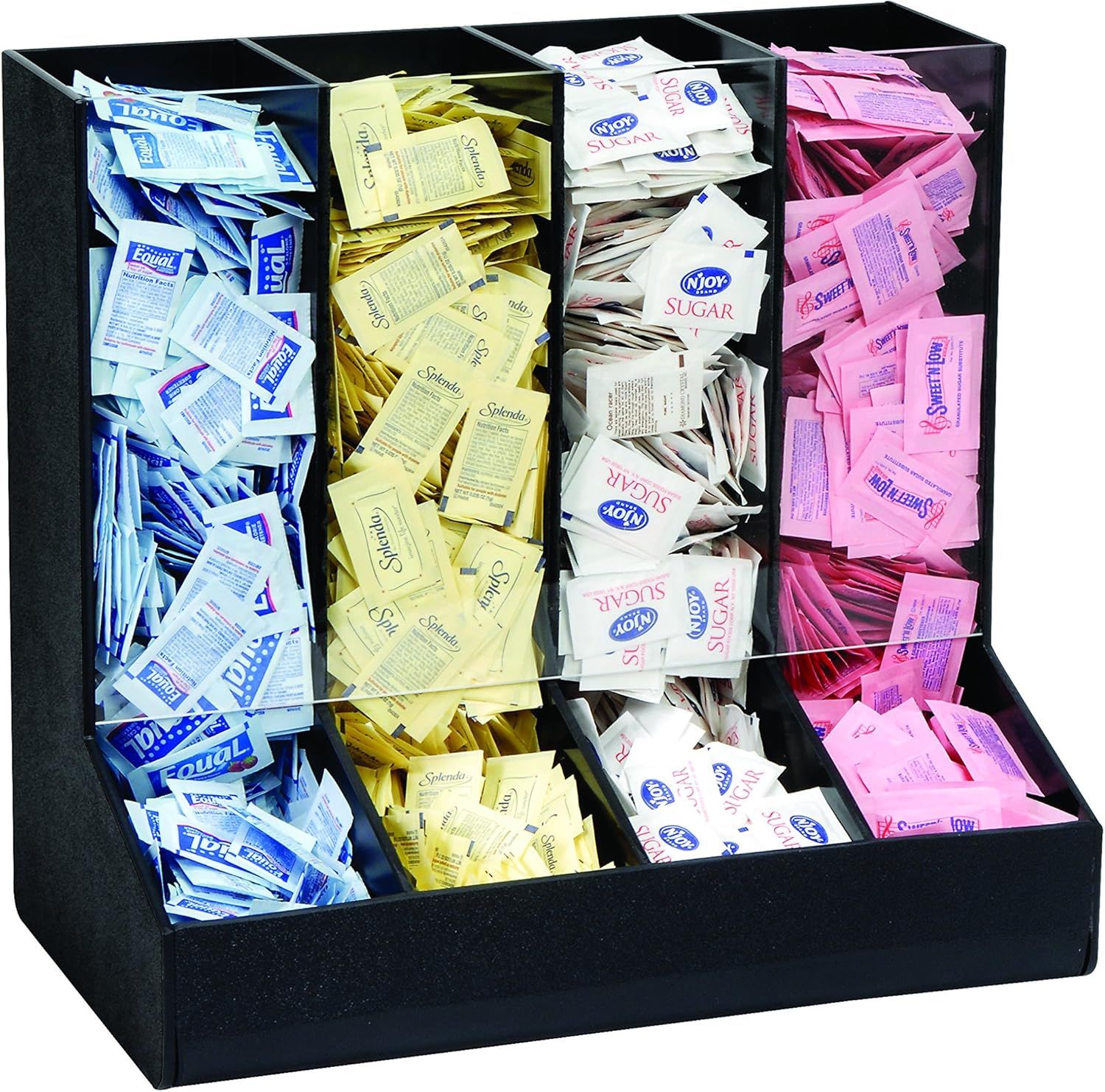 Black Polystyrene 4-Section Condiment Packet Organizer