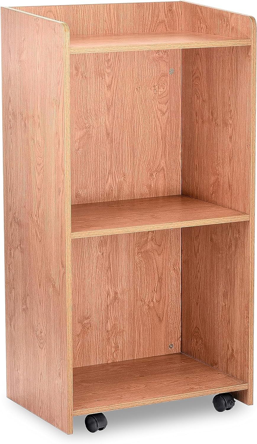 Medium Oak Mobile Presentation Lectern with Storage Shelves