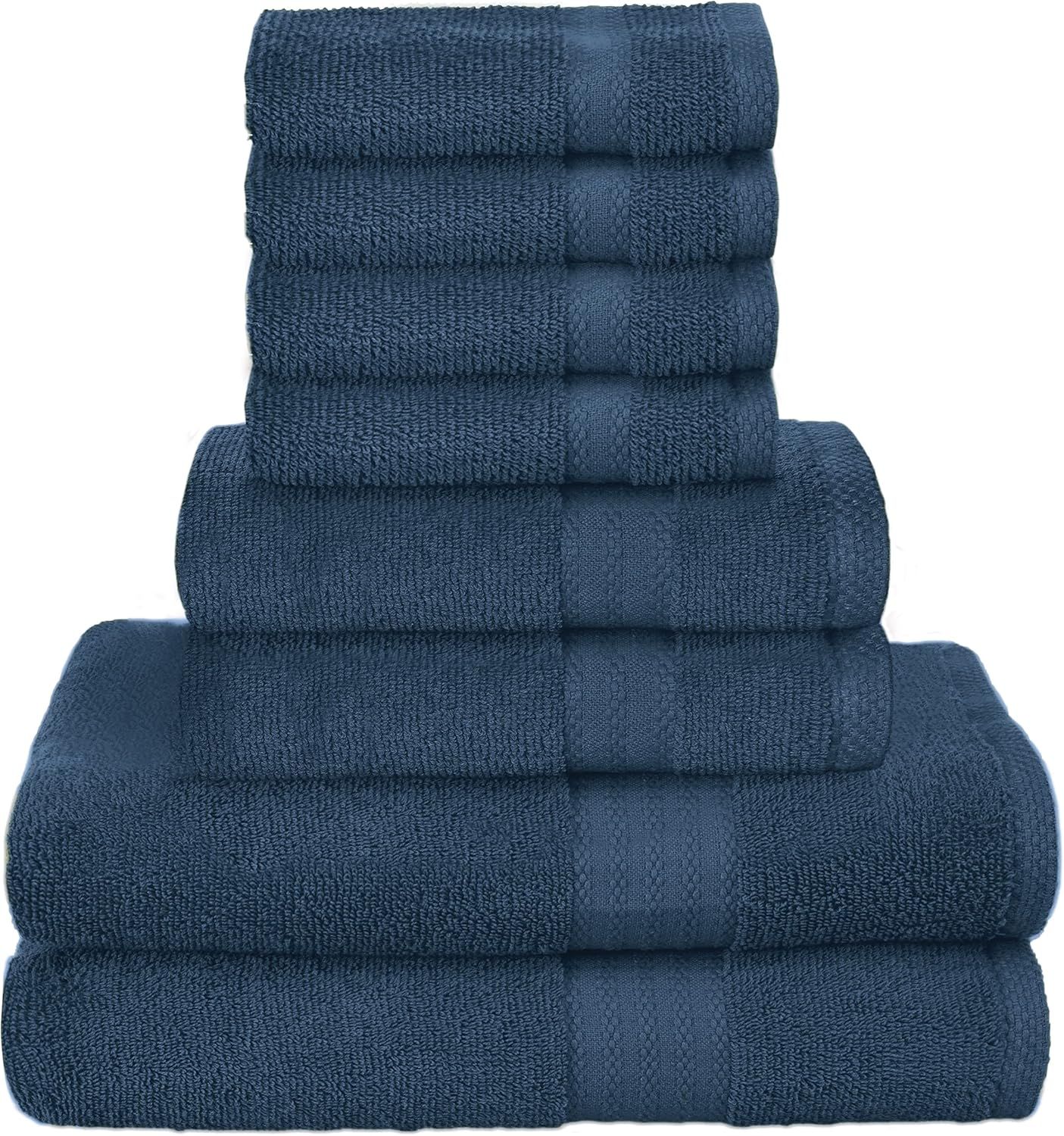 Oversized Mineral Blue Cotton 8-Piece Towel Set