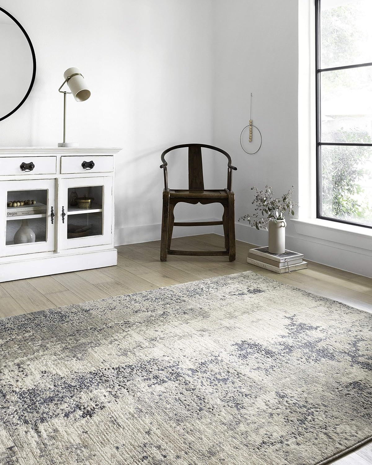 Teagan Natural and Denim Synthetic Rectangular Area Rug