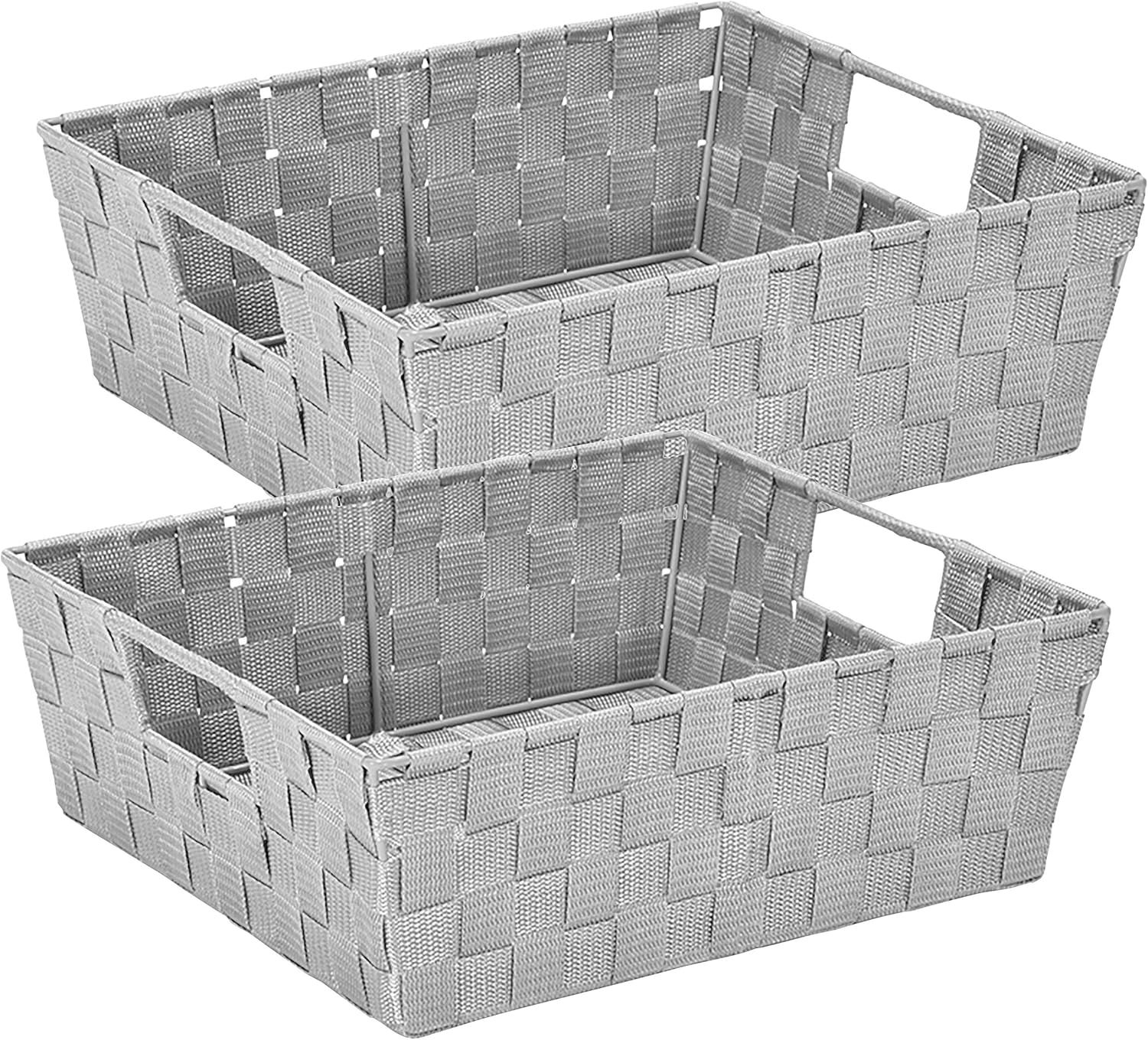 Heather Gray Woven Strap Rectangular Storage Bins, Set of 2