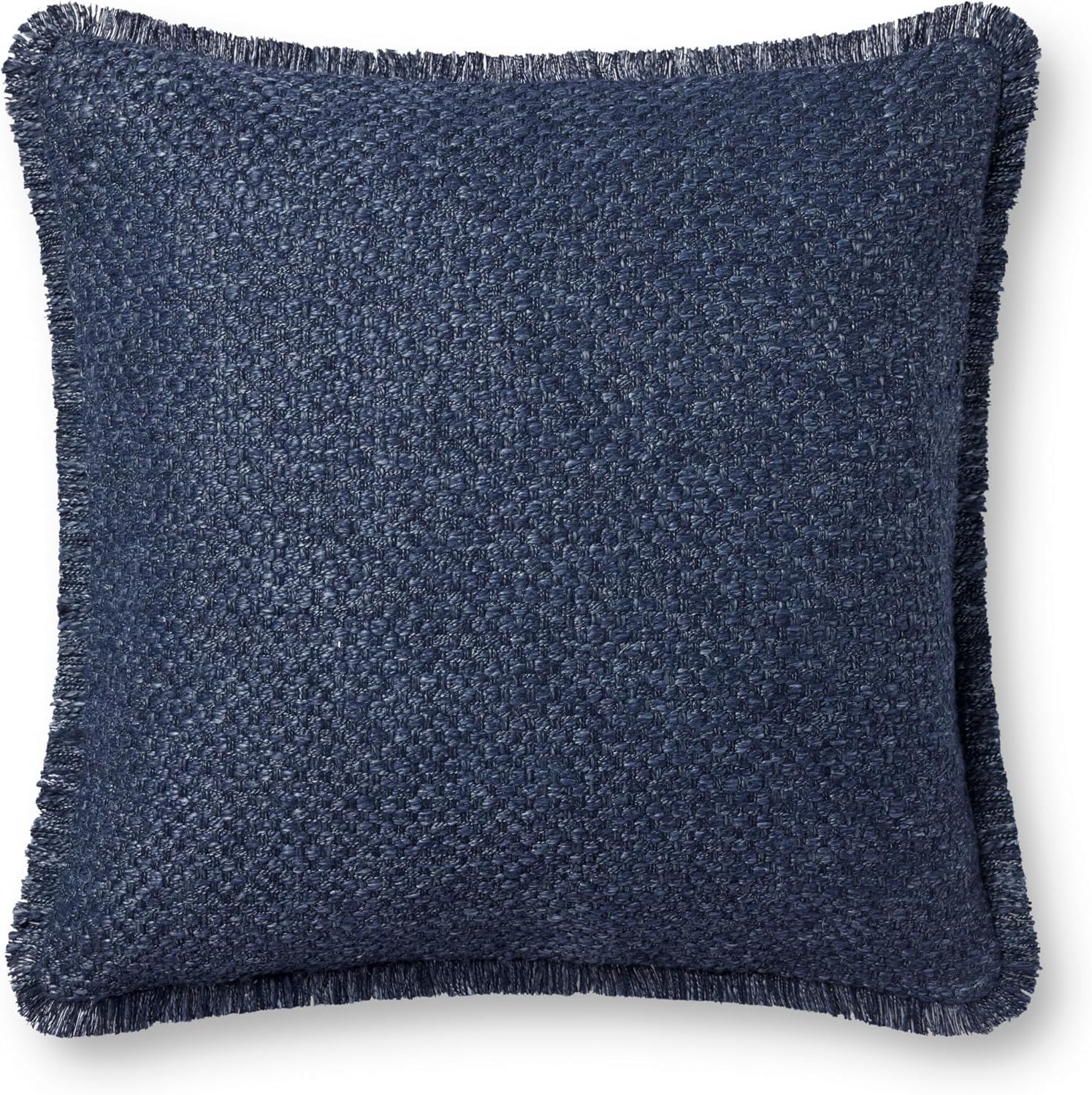 Navy Textured Cotton Blend 22'' x 22'' Pillow Cover