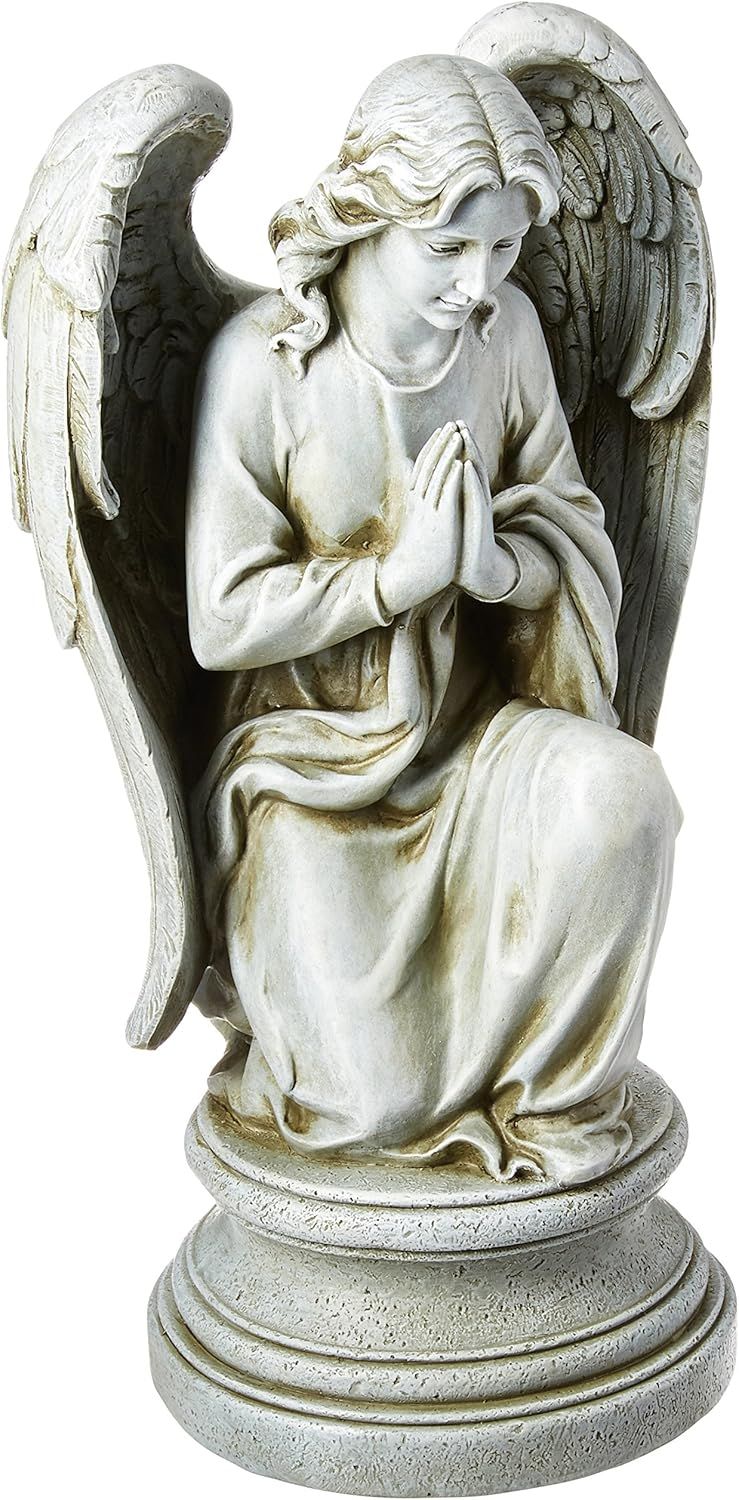 17.75" Stone Finish Praying Angel Garden Statue